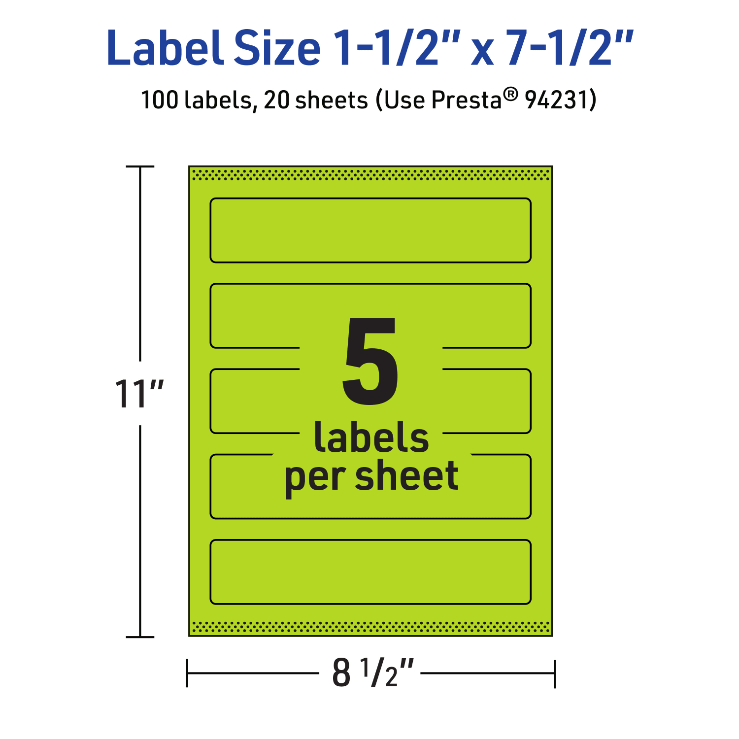 Avery Print-To-The-Edge Labels With Sure Feed Technology, 94231-BGP20, Rectangle, 1-1/2in x 7-1/2in, Matte Bright Green, Pack of 100 - Image 6