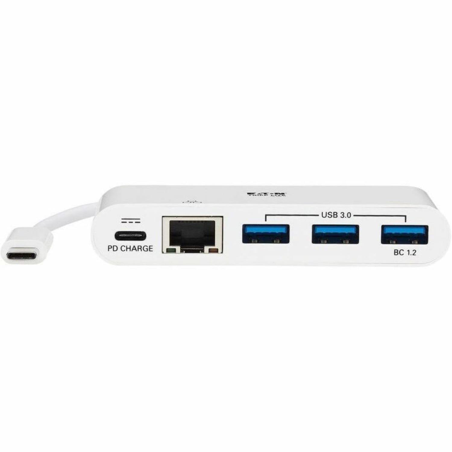 Eaton Tripp Lite Series 3-Port USB-C Hub - USB 3.x (5Gpbs) Hub Ports, Gigabit Ethernet, 60W PD Charging, White - U460-003-3AG-C - Image 4