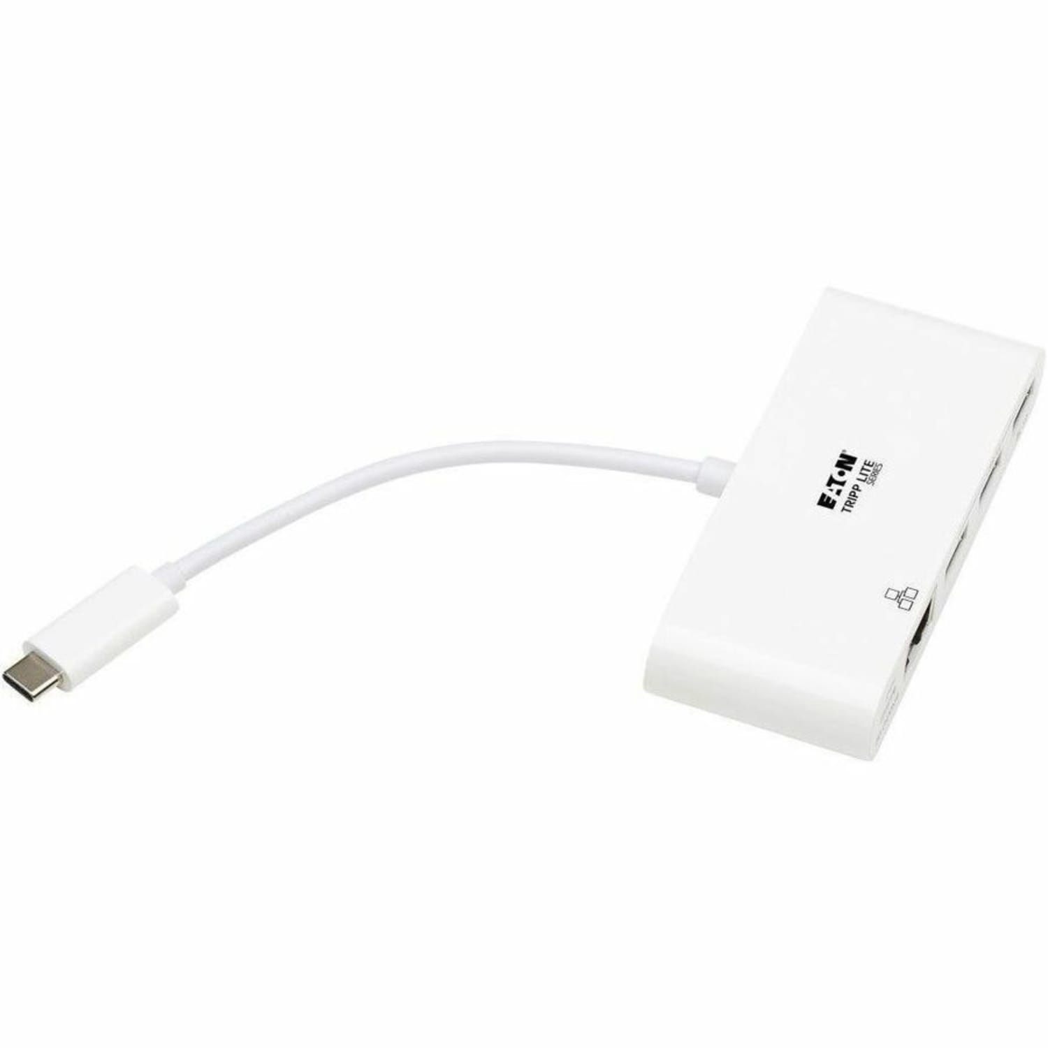 Eaton Tripp Lite Series 3-Port USB-C Hub - USB 3.x (5Gpbs) Hub Ports, Gigabit Ethernet, 60W PD Charging, White - U460-003-3AG-C - Image 5