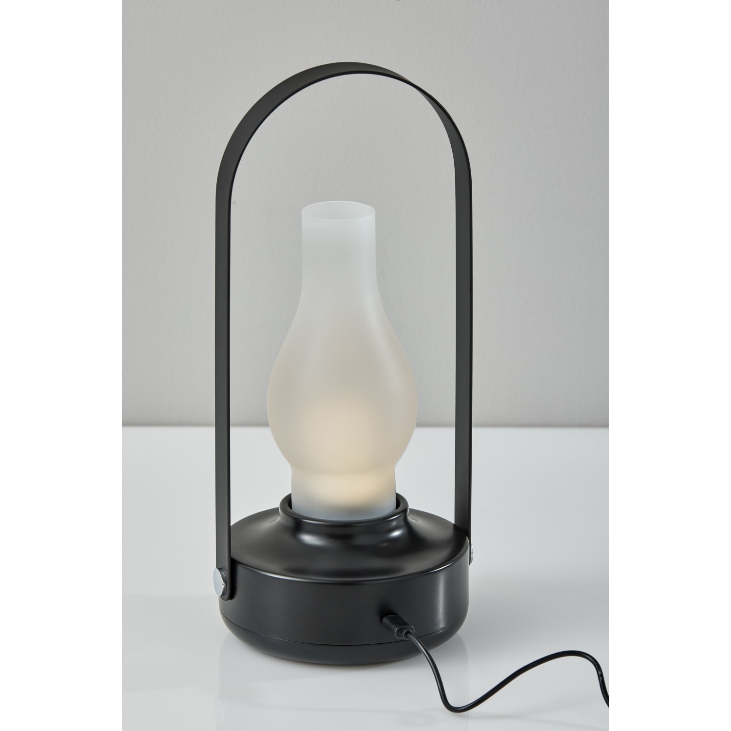 Adesso Eddy LED Cordless Indoor/Outdoor Table Lamp, 11-3/4inH, Frosted Glass Shade/Black Base - Image 3