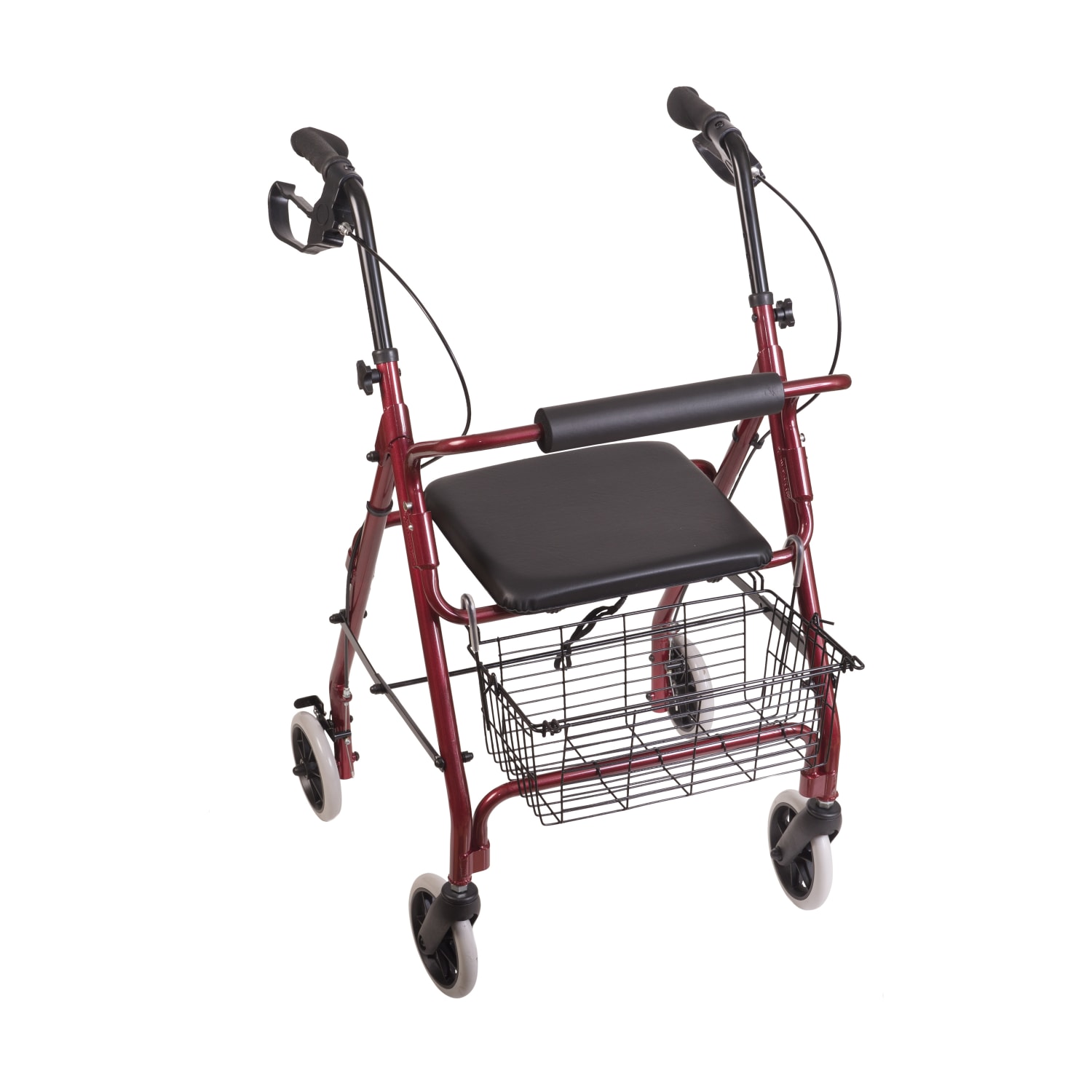 DMI Freedom Adjustable Aluminum Rollator Walker With Seat, 38in x 25in, Burgundy - Image 4