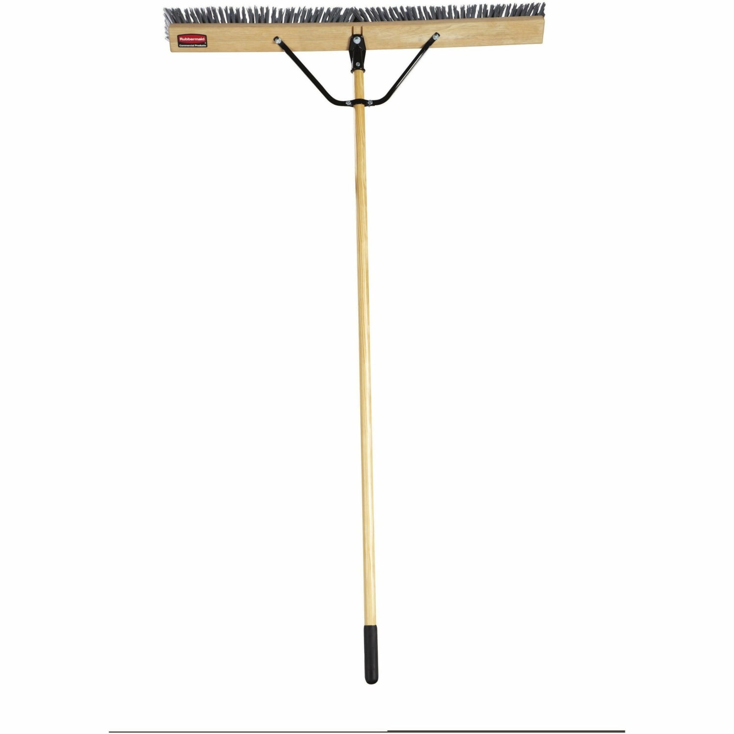 Rubbermaid Commercial Poly Bristle Medium Push Broom - 3in Polypropylene Bristle - 1.13in Handle Diameter - Lacquered Wood Handle - 4 / Carton - Image 3