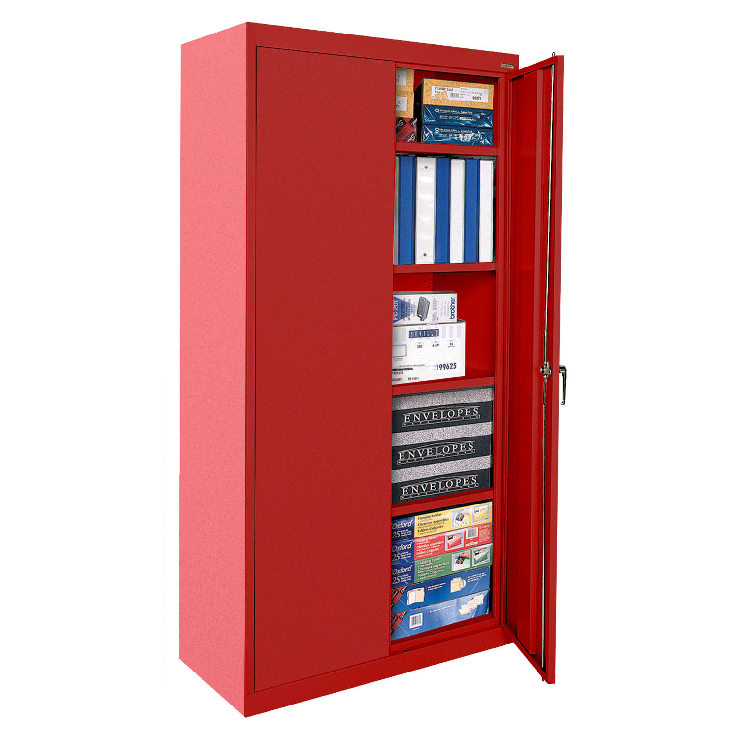 Sandusky Classic Series Medium-Duty Assembled Storage Cabinet, 72inH x 36inW x 18inD, Red - Image 4