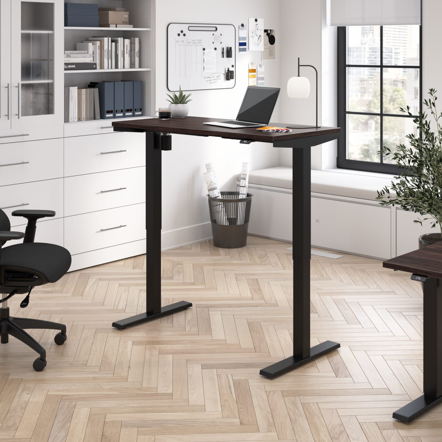 Bush Business Furniture Move 40 Series Electric 48inW x 24inD Electric Height-Adjustable Standing Desk, Black Walnut/Black, Standard Delivery - Image 3