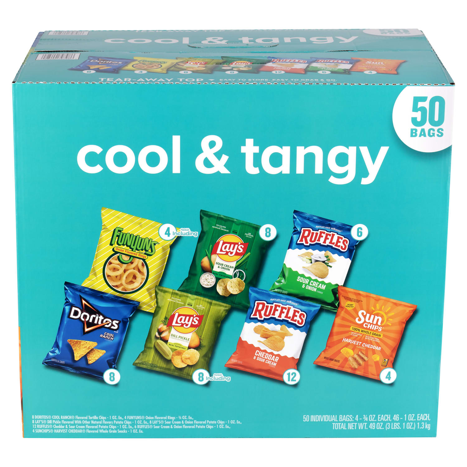 Frito-Lay Cool And Tangy Mix Variety Pack, 1 Oz, Total Qty 50