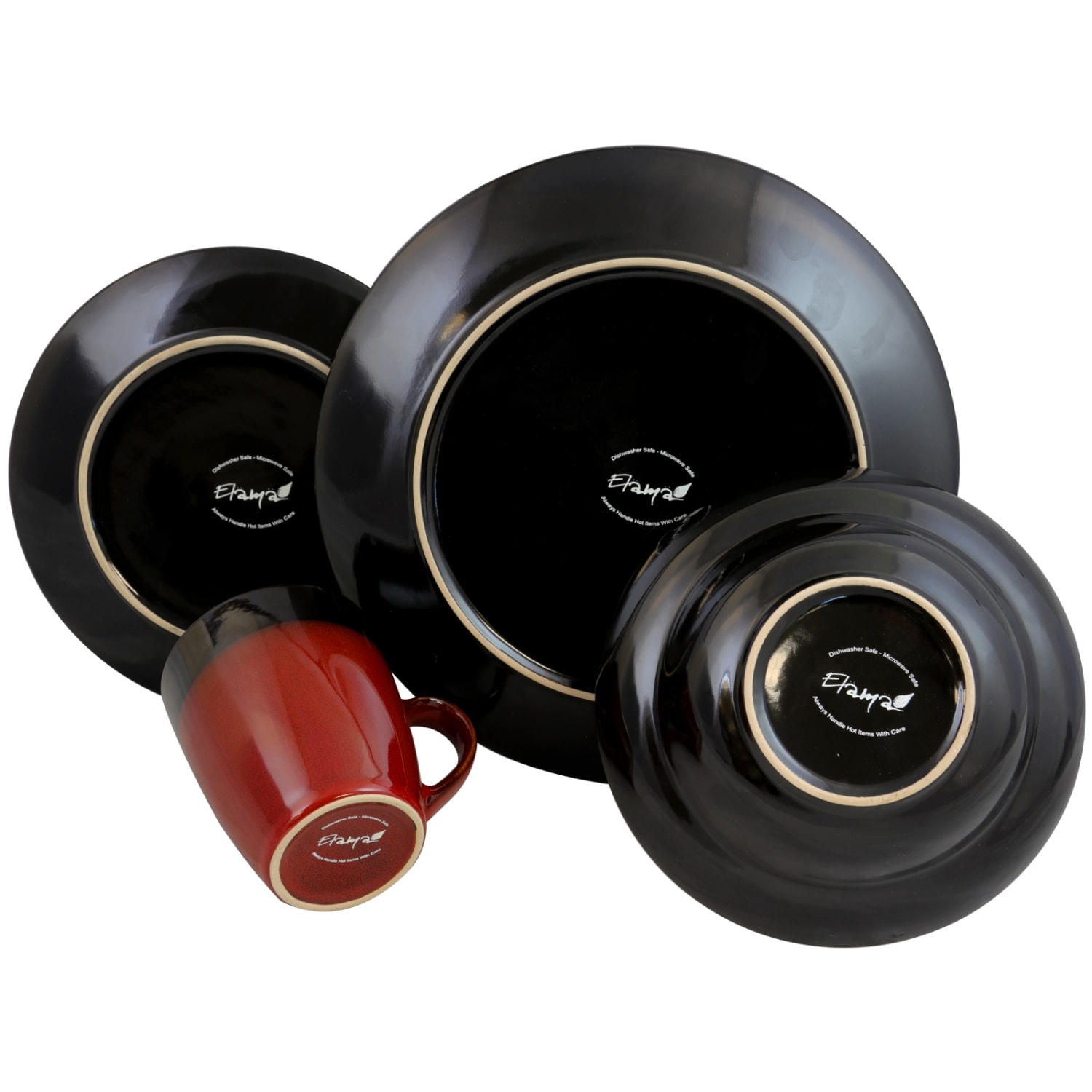 Elama 16-Piece Stoneware Dinnerware Set, Tanizia - Image 4