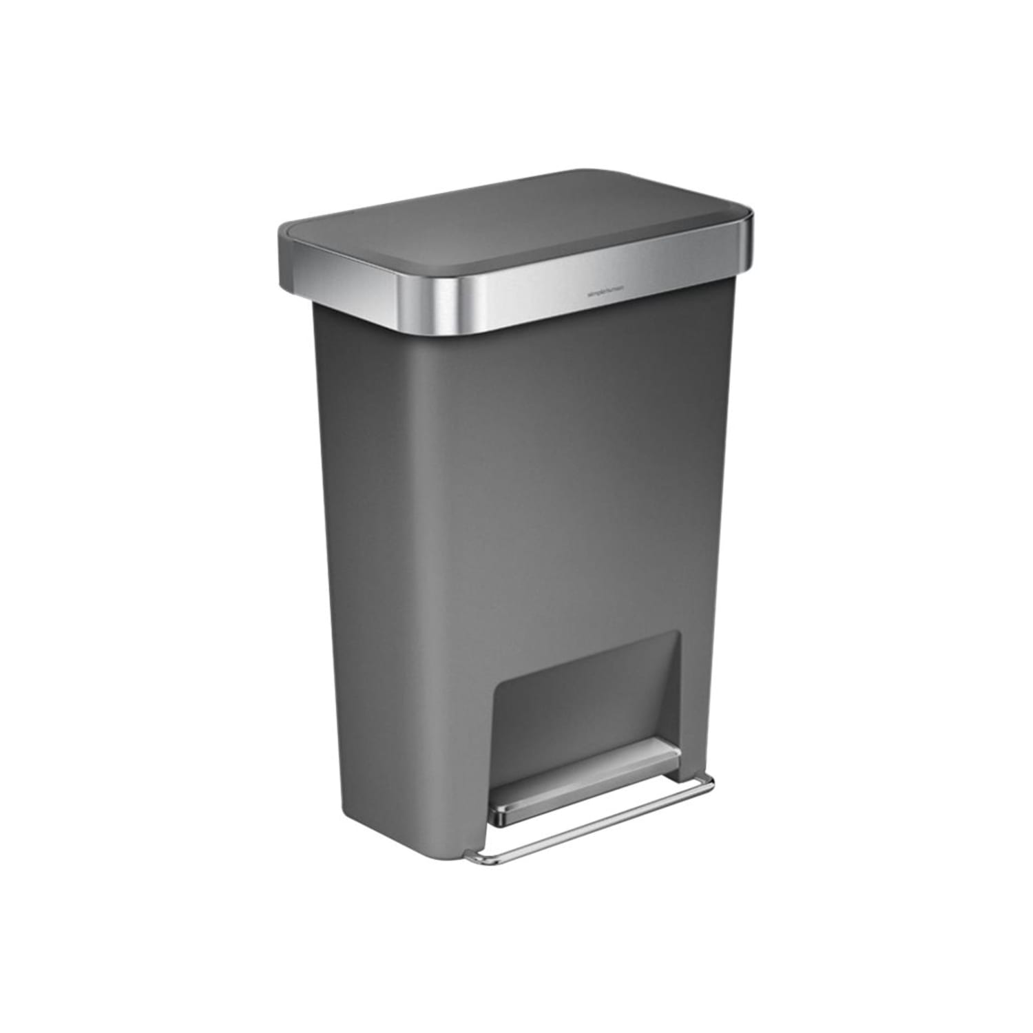simplehuman Rectangular Step Can With Liner Pocket, 12 Gallons, Gray Plastic - Image 6