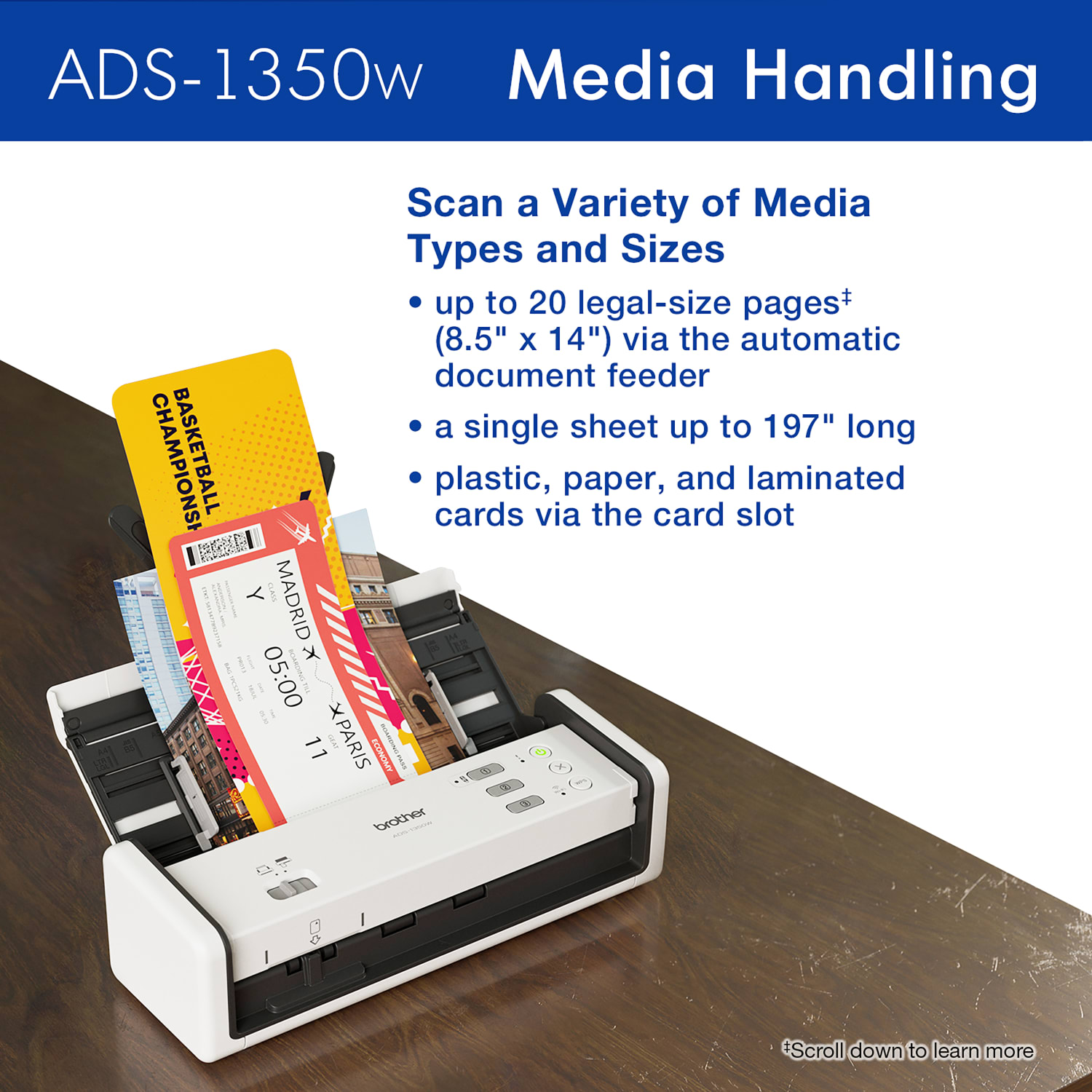 Brother Wireless Compact Desktop Scanner, ADS-1350W - Image 6