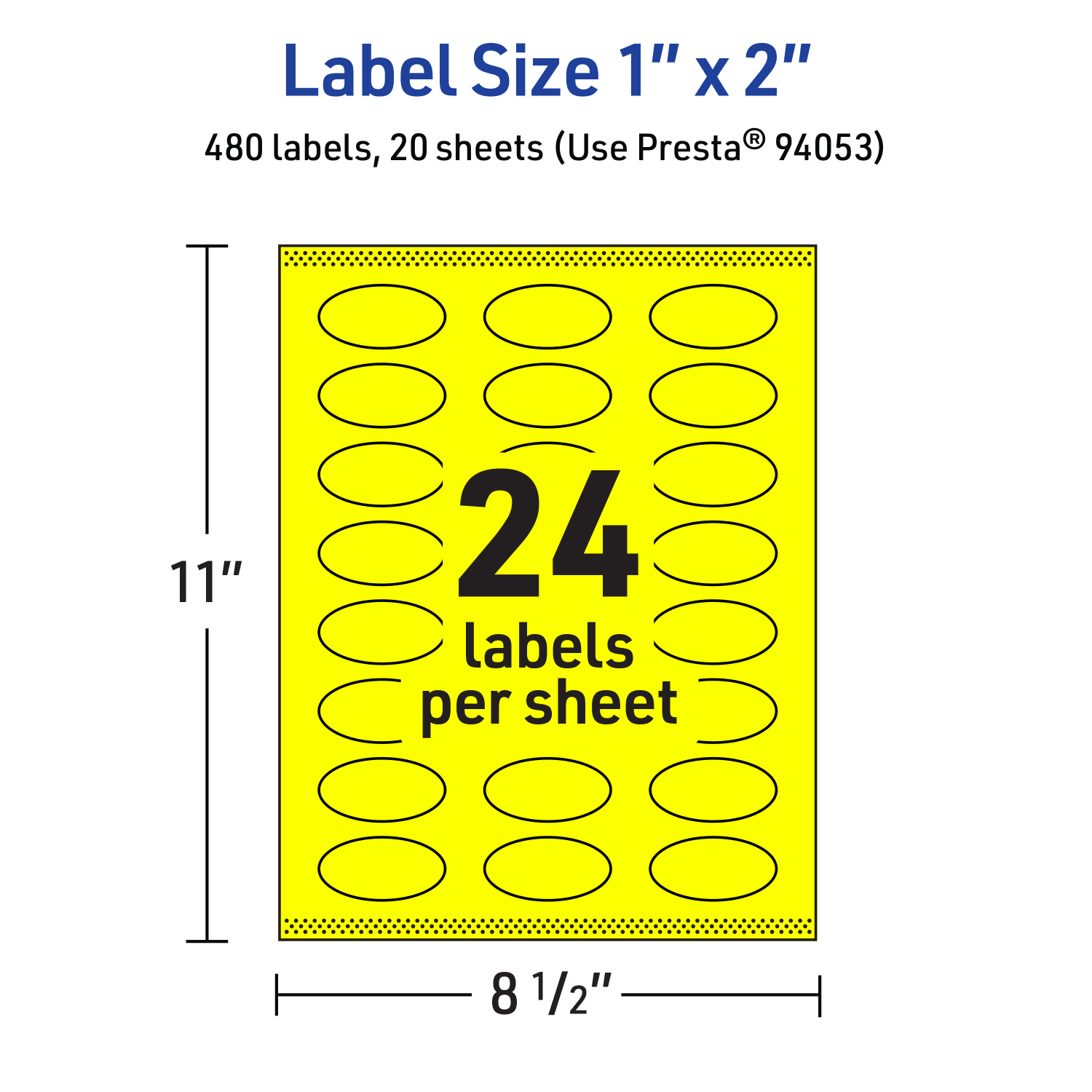 Avery Print-To-The-Edge Labels With Sure Feed Technology And Easy Peel Label Feature, 94053-NYP20, Oval, 1in x 2in, Matte Neon Yellow, Pack of 480 - Image 6