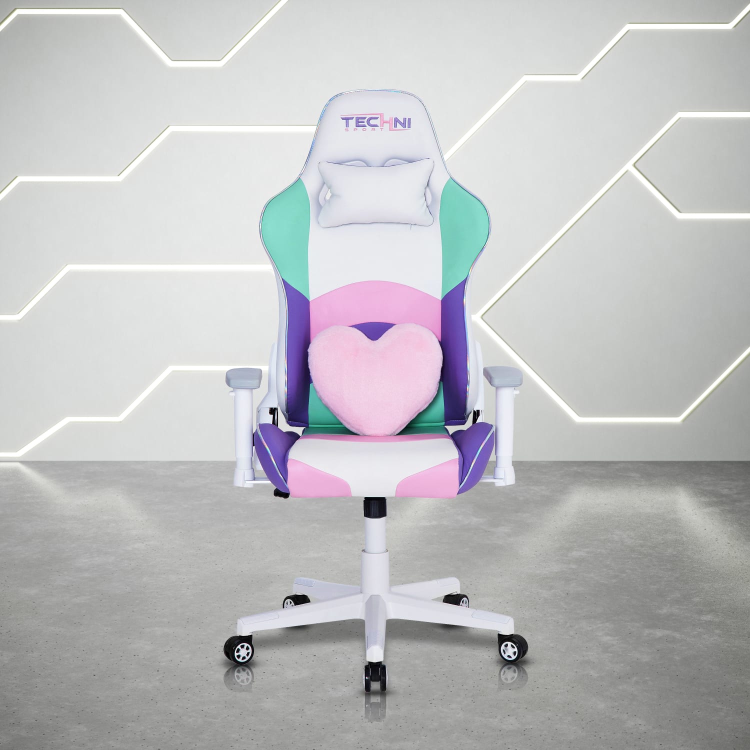 Techni Sport Kawaii Ergonomic Faux Leather Computer Gaming Chair, Multicolor - Image 3