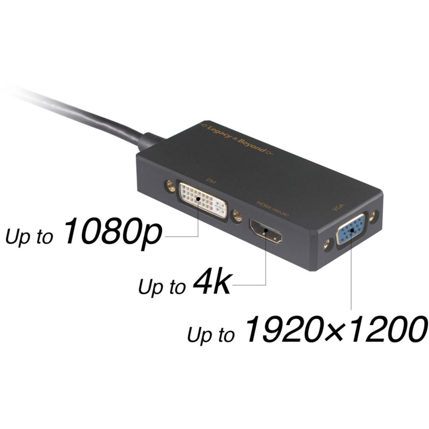 SIIG Mini DisplayPort To 4K HDMI/DVI/VGA 3-in-1 Adapter - Image 4