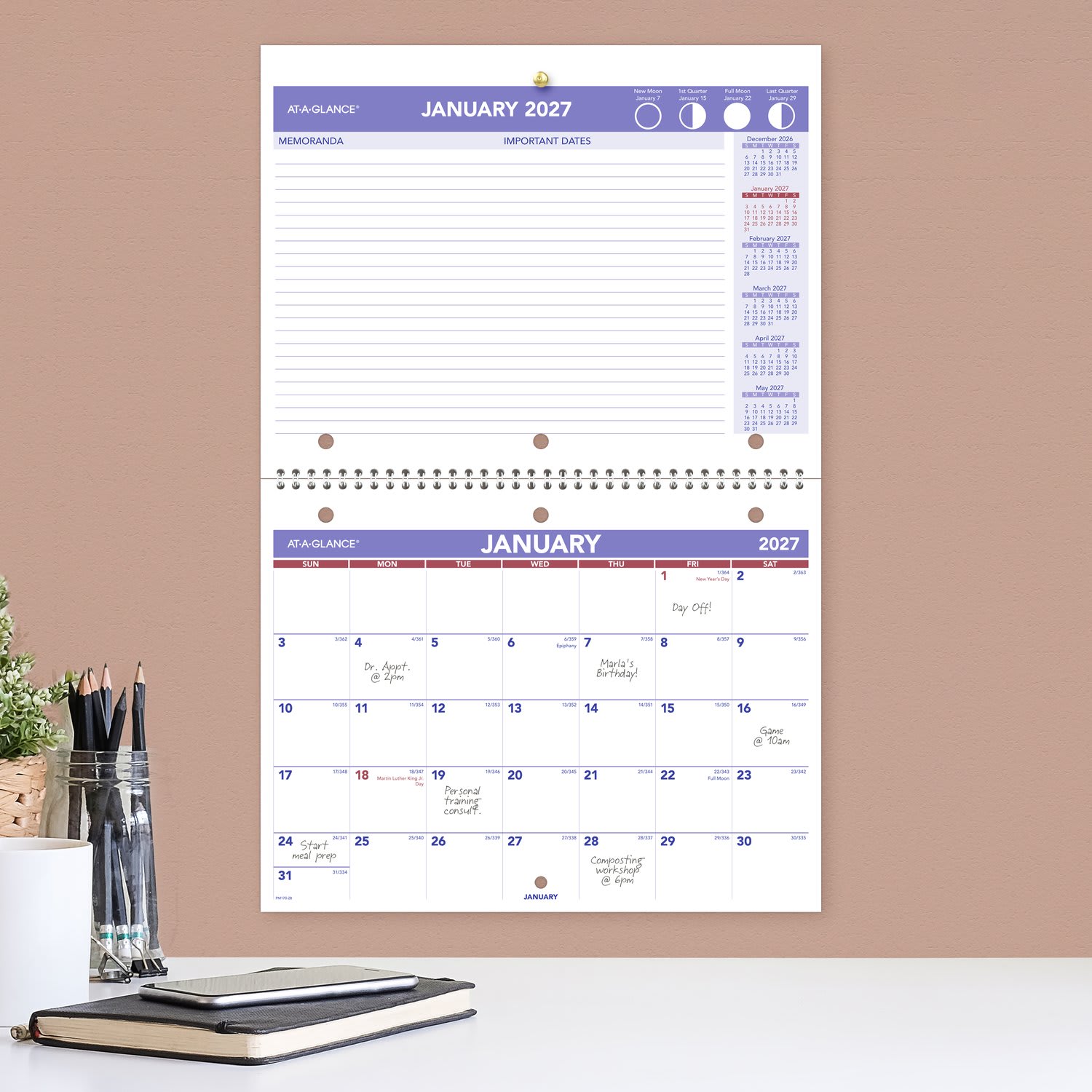 AT-A-GLANCE 2027 Monthly Desk Wall Calendar, Small, 11in x 8 1/2in - Image 4