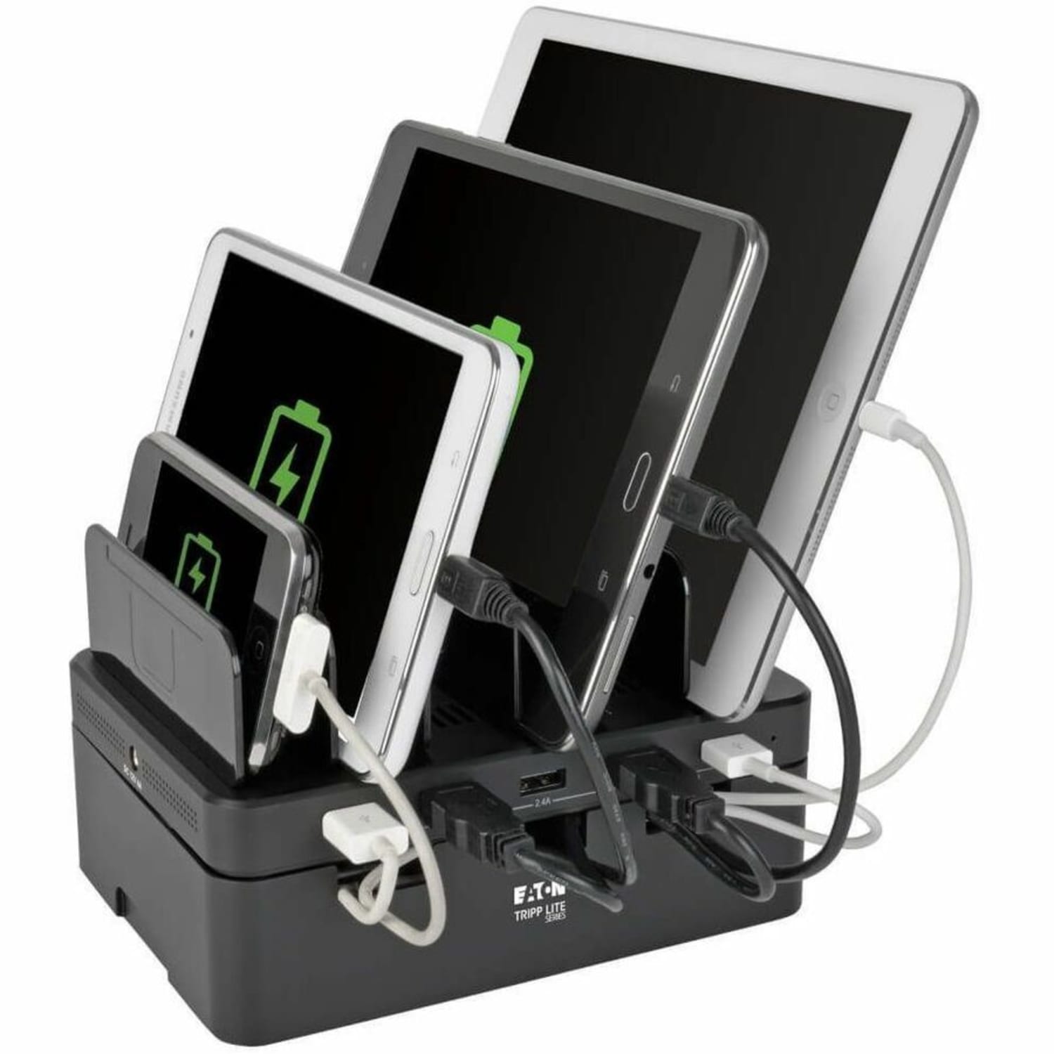 Eaton Tripp Lite Series 5-Port USB Fast Charging Station Hub with Built-In Device Storage, 12V 4A (48W) USB Charger Output - Power adapter - 48 Watt - 4 A - 5 output connectors (5 x 4 pin USB Type A) - black - Image 3