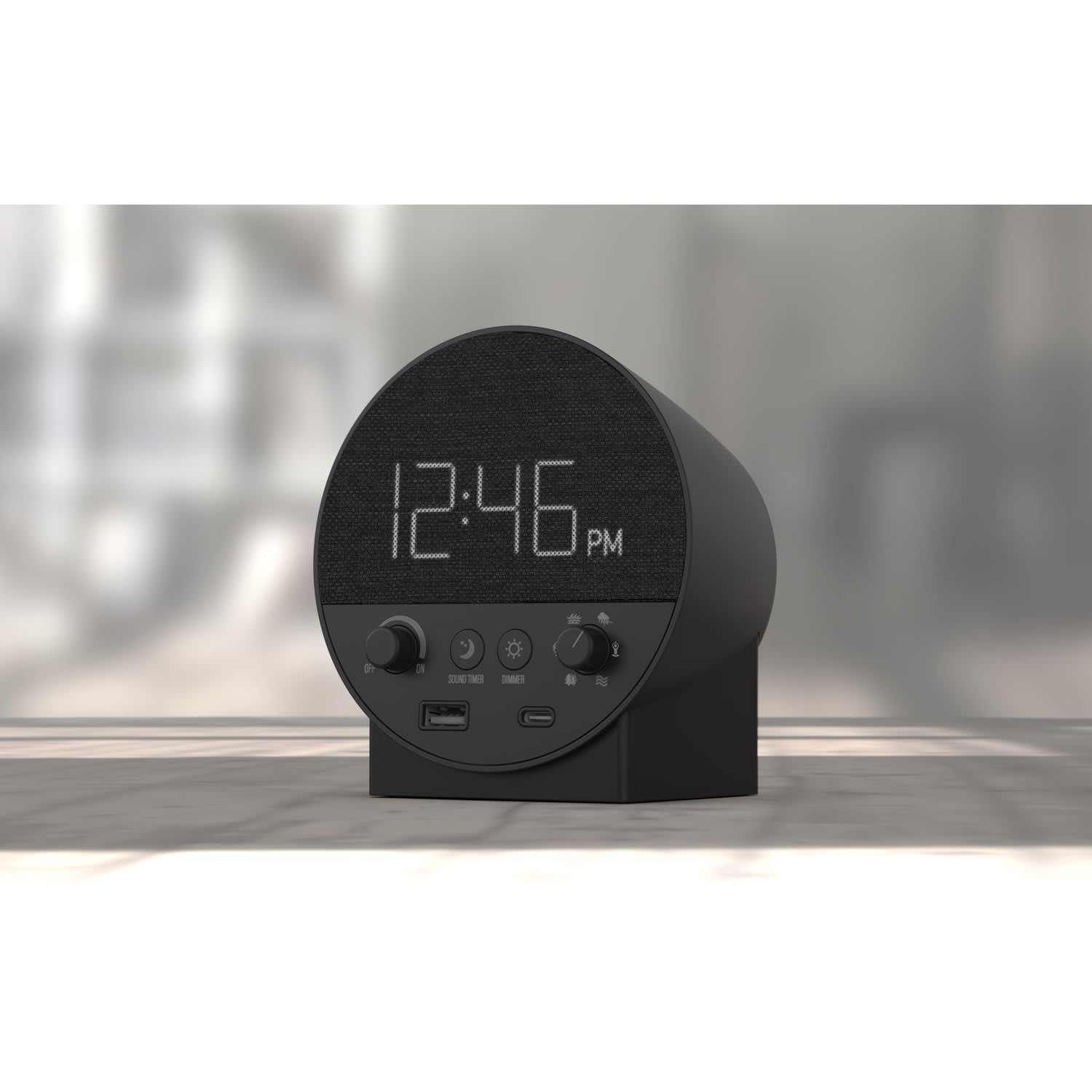 NonStop Station R Hotel Wellness Clock, 4-5/8inH x 4-7/16inW x 3-1/4inD, Black - Image 4