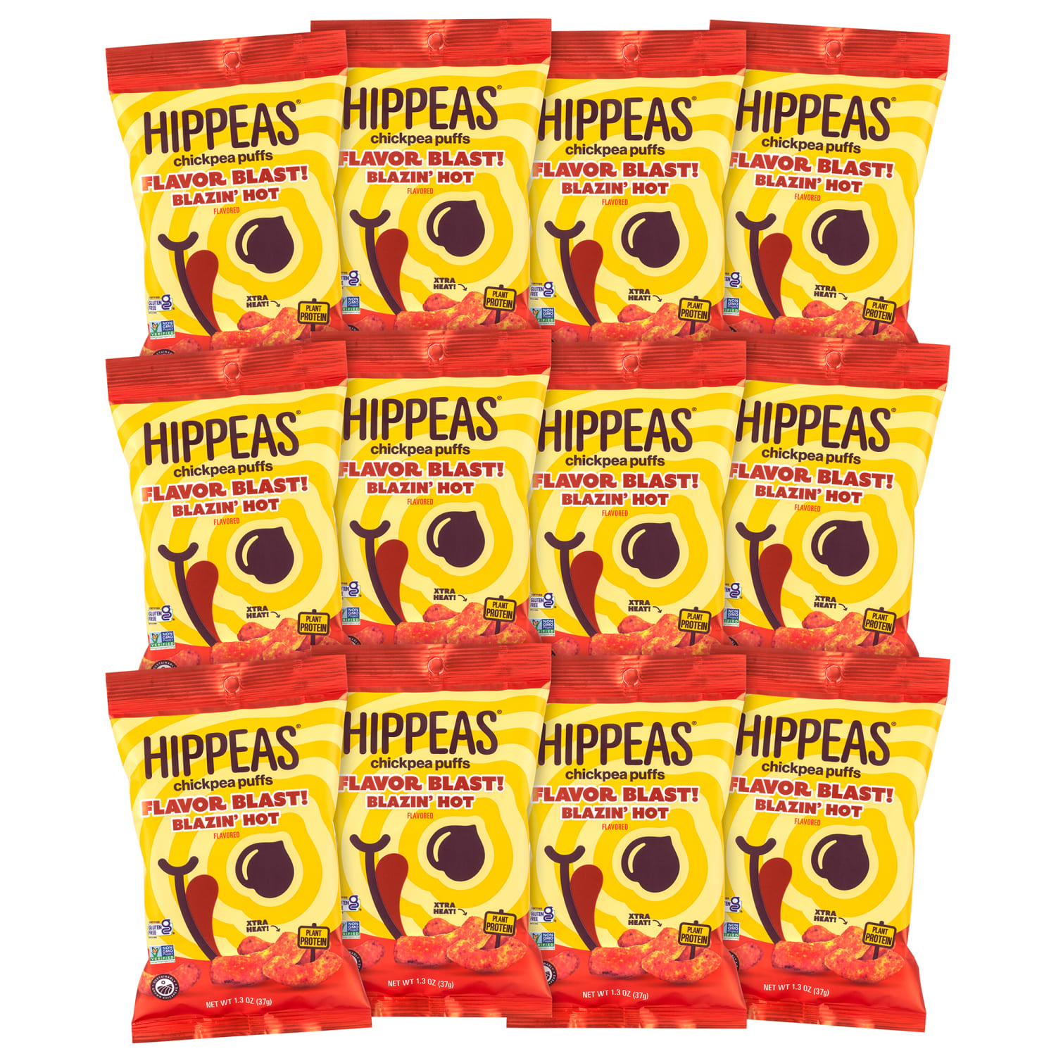 HIPPEAS Organic Chickpea Puffs Sriracha Sunshine, 1.5 Oz Bags, Pack Of 12 Bags - Image 4