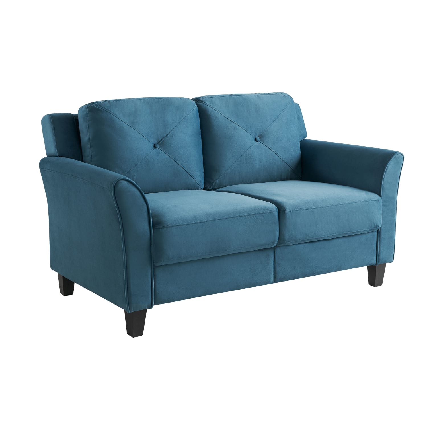 Lifestyle Solutions Hanson Microfiber Loveseat With Curved Arms BlueBlack PopularChairscom