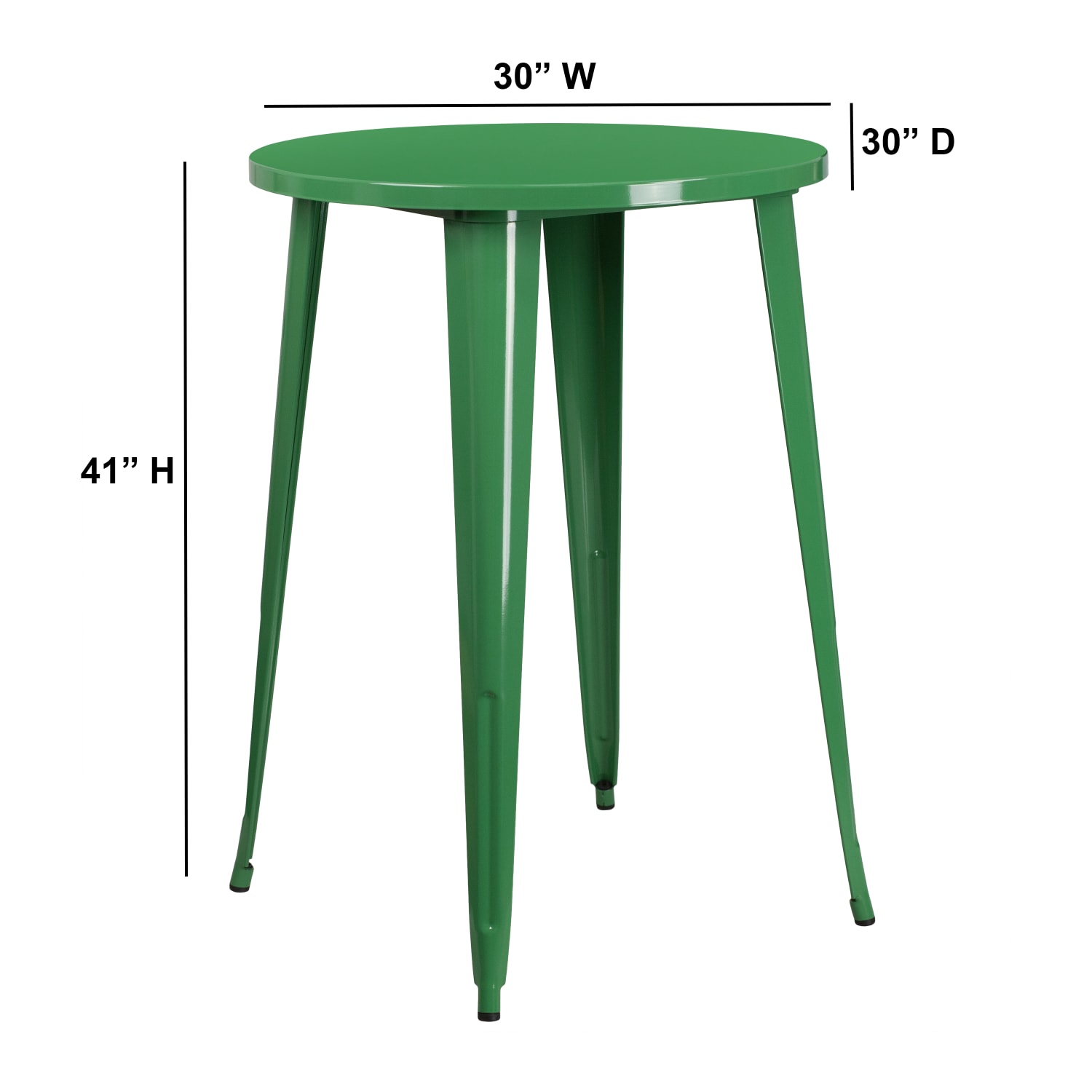 Flash Furniture Commercial Grade 30in Round Metal Indoor-Outdoor Bar Height Table, Green - Image 3