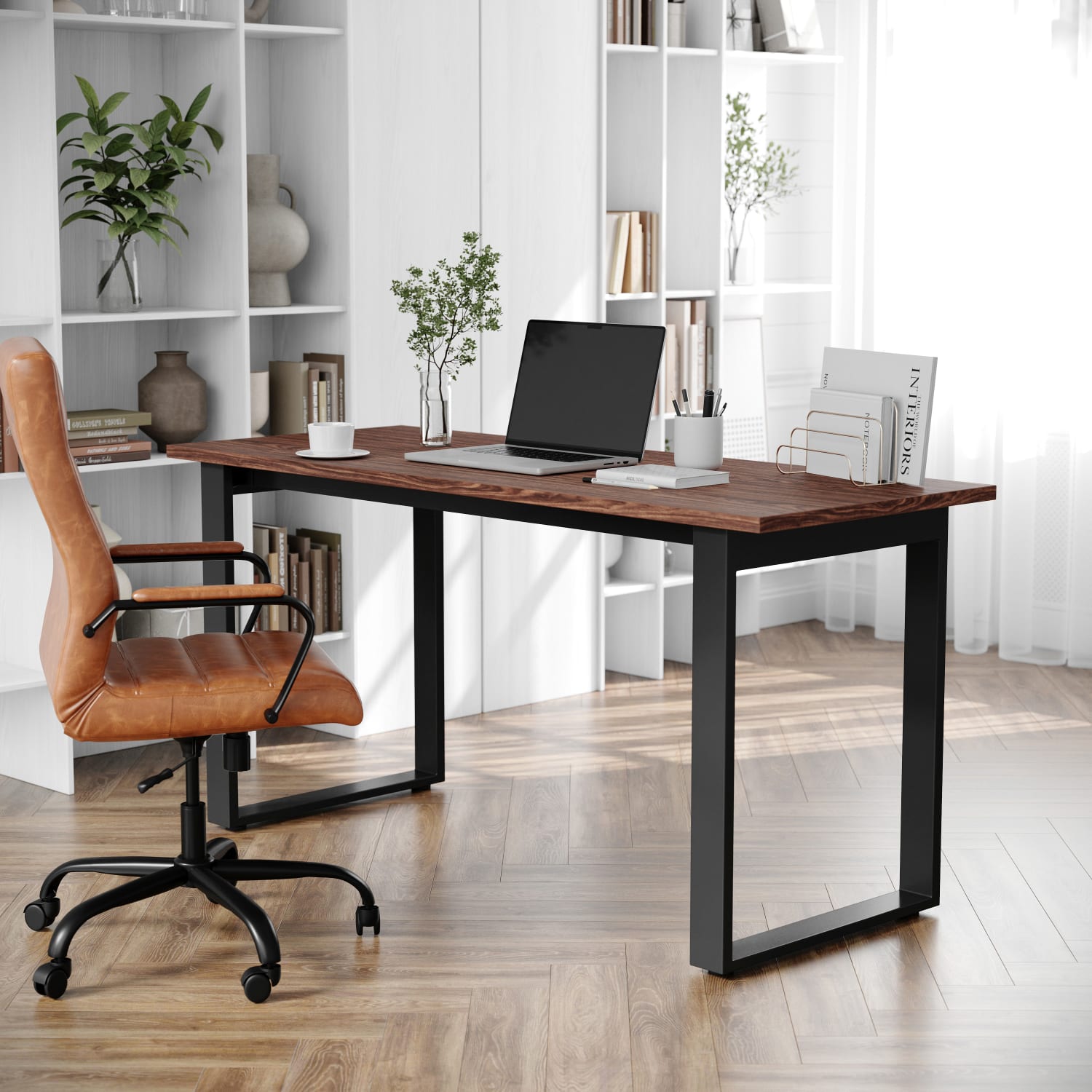 Flash Furniture Redmond Commercial 60x24 Conference Table, PVC Edging and Heavy Duty U-Frame Steel Base, Walnut - MTM6024WLTUBF