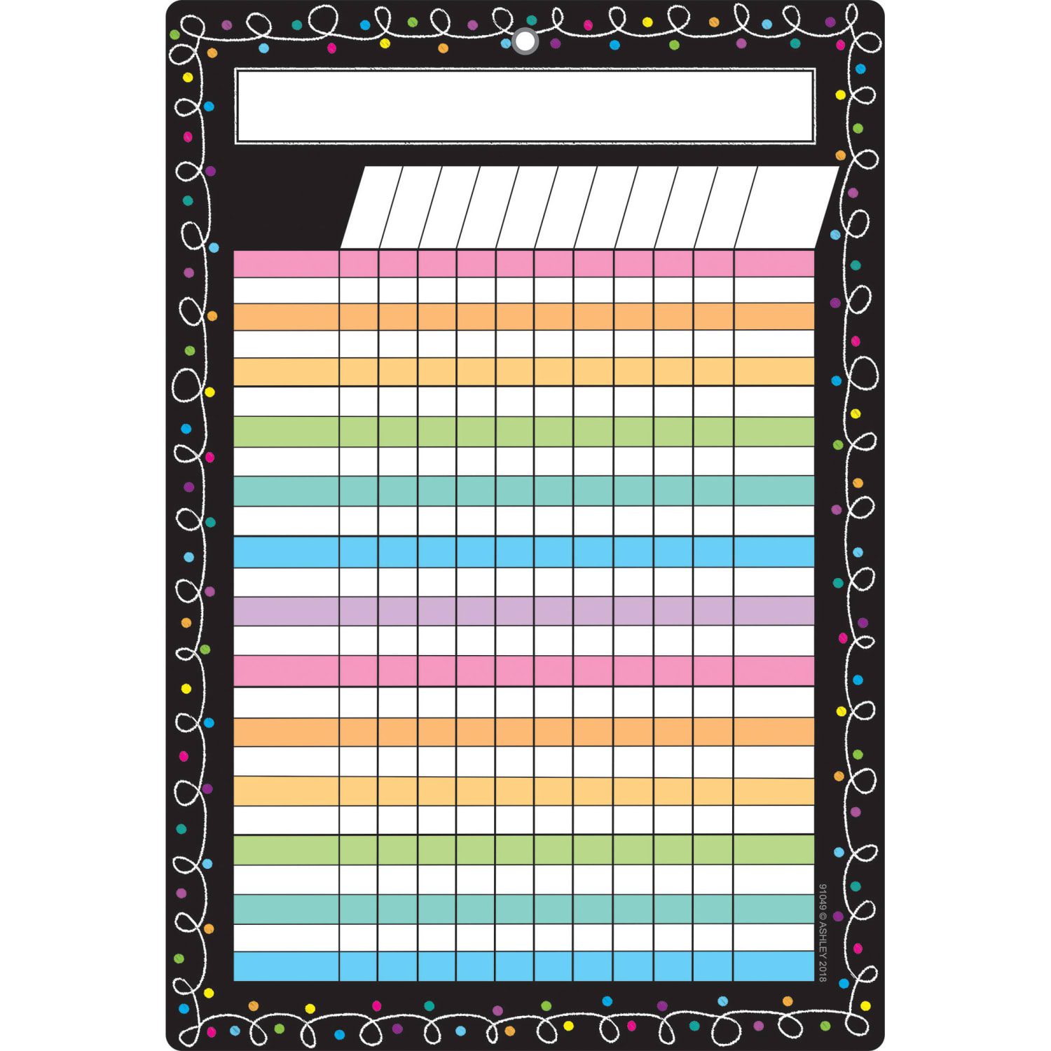 Ashley Productions Smart Poly Chart, 13in x 19in, Chalk Dots With Loops Incentive, w/Grommet, Pack Of 6 - Image 3