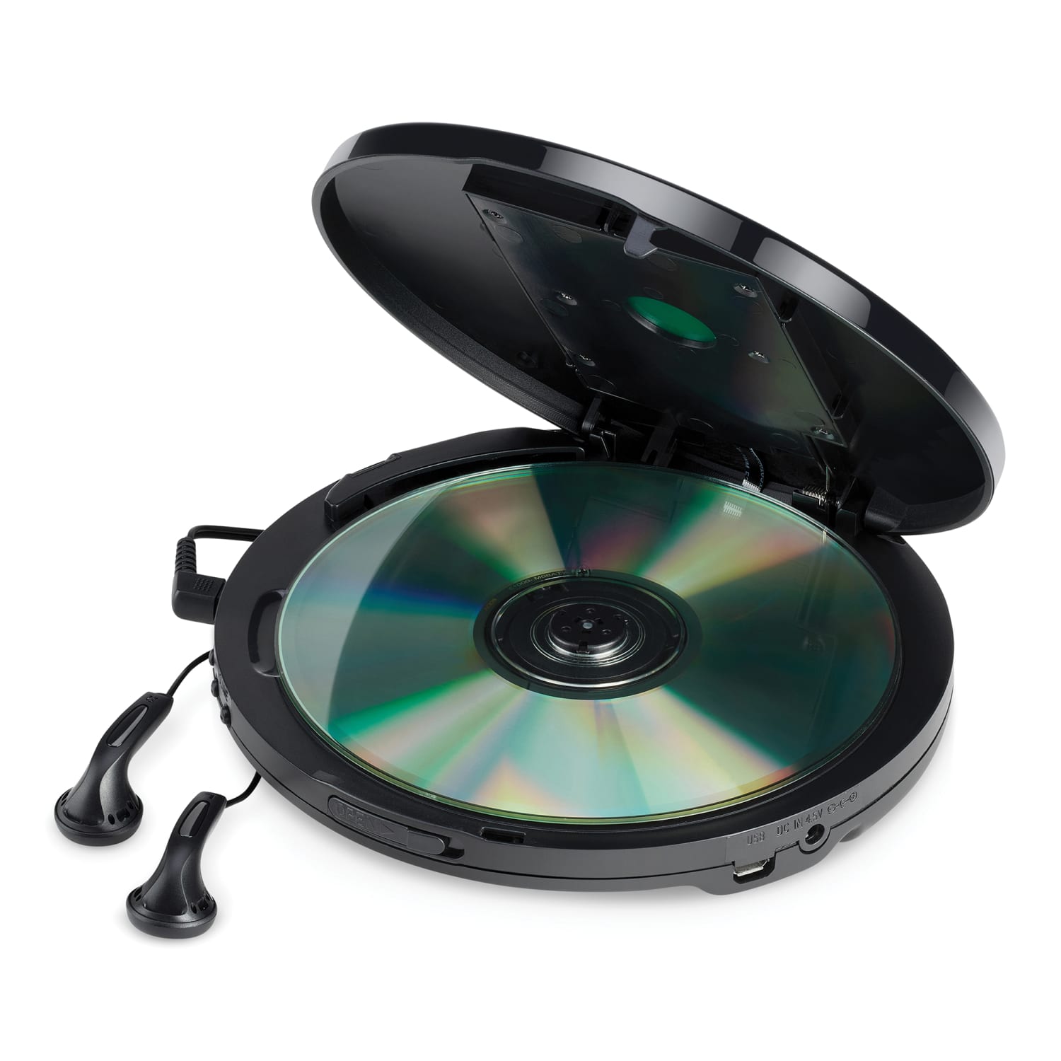 JENSEN Personal CD-60R-BT Portable Bluetooth CD Player With Digital FM Radio And Earbuds, 1-3/16inH x 5-9/16inW x 5-3/4inD, Black - Image 3
