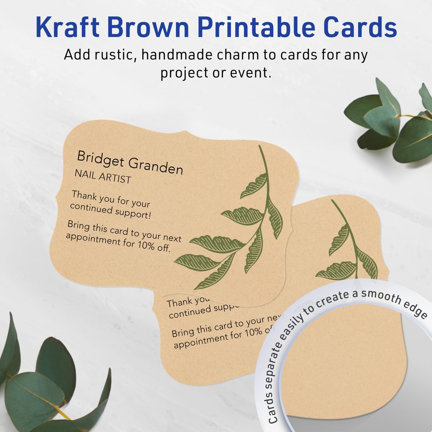 Avery Printable Invitation Cards, 5in x 7in Rectangle Flourished Edge, Kraft Brown, Pack Of 100 - Image 3