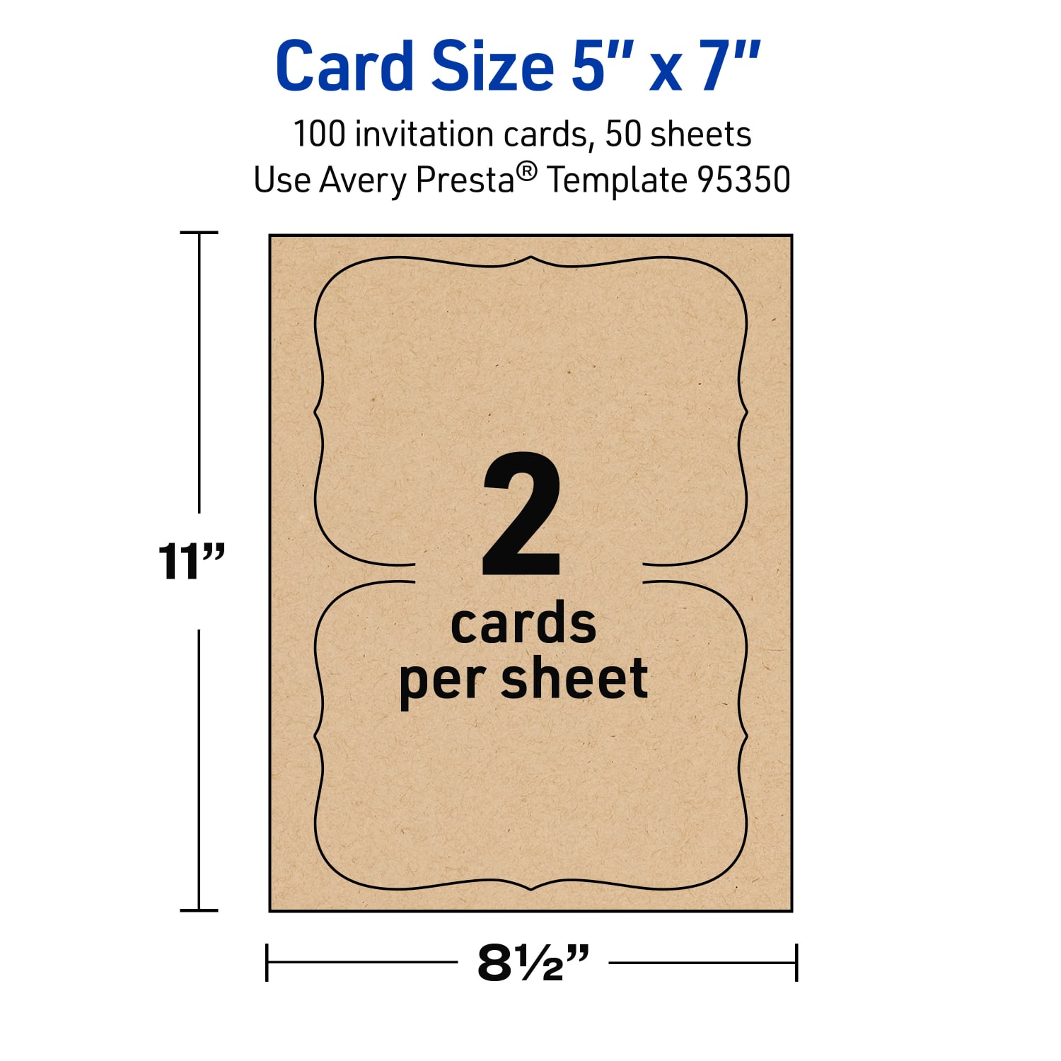 Avery Printable Invitation Cards, 5in x 7in Rectangle Flourished Edge, Kraft Brown, Pack Of 100 - Image 6