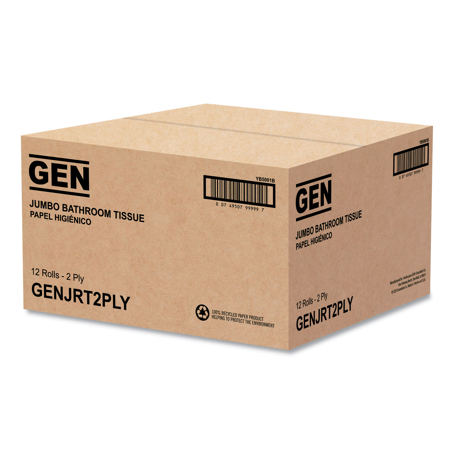 GEN JRT Jumbo Bath Tissue, Septic Safe, 2-Ply, White, 3.5in x 750 ft, 12/Carton - Image 5