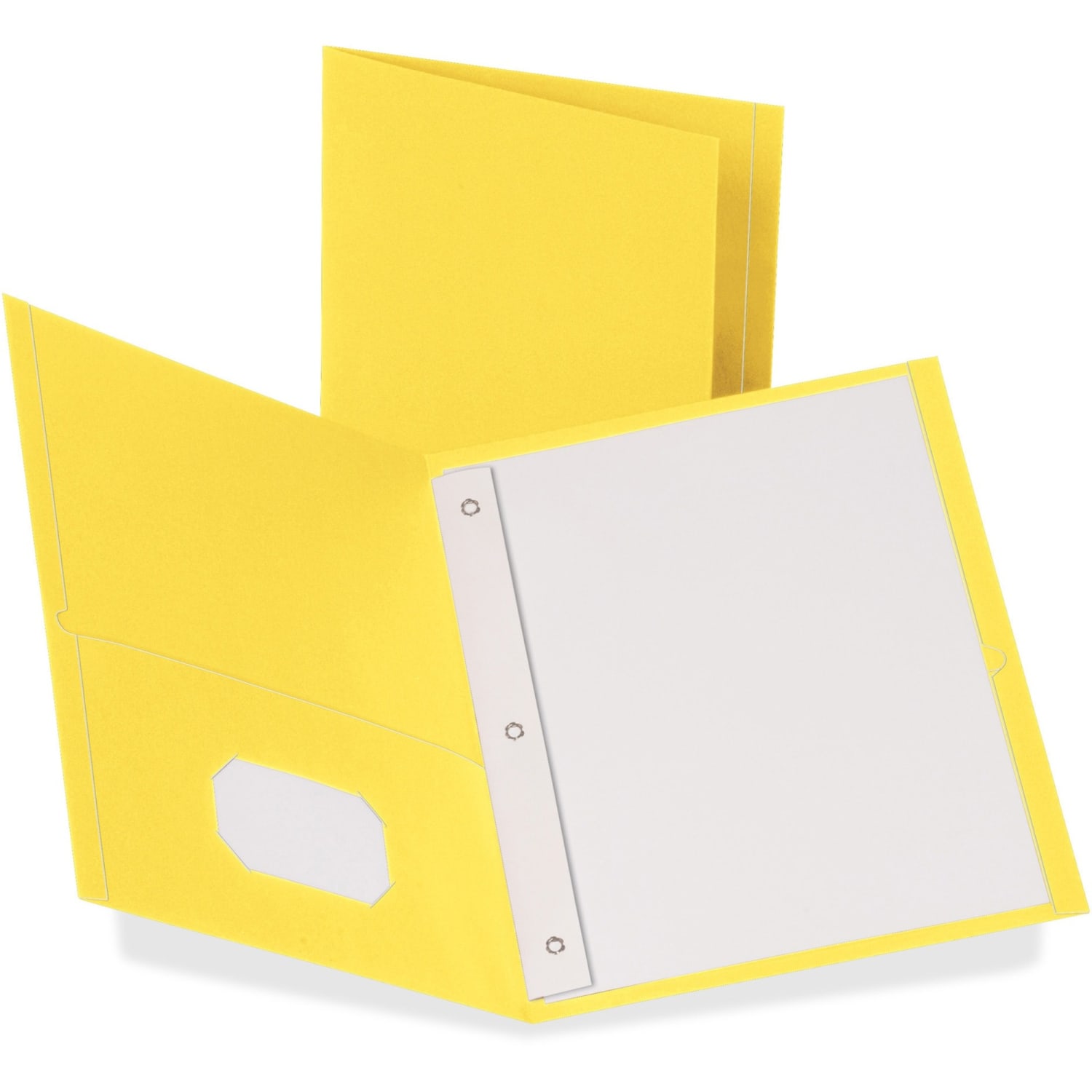 Oxford Twin-Pocket Portfolio With Fasteners, 8 1/2in x 11in, Yellow, Pack Of 25 - Image 3