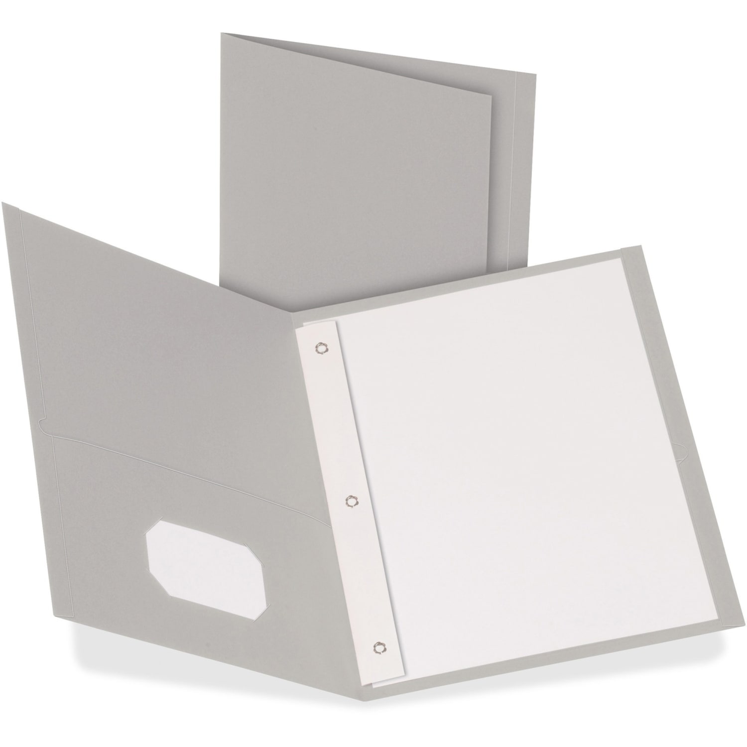 Oxford Twin Pocket 3-Hole Fastener Folders, Letter Size (8 1/2in x 11in), Gray, Box Of 25