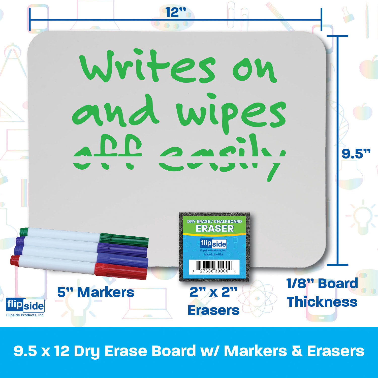 Flipside Board, White, Marker, Eraser, 12Ea, Flp31003 - Image 3