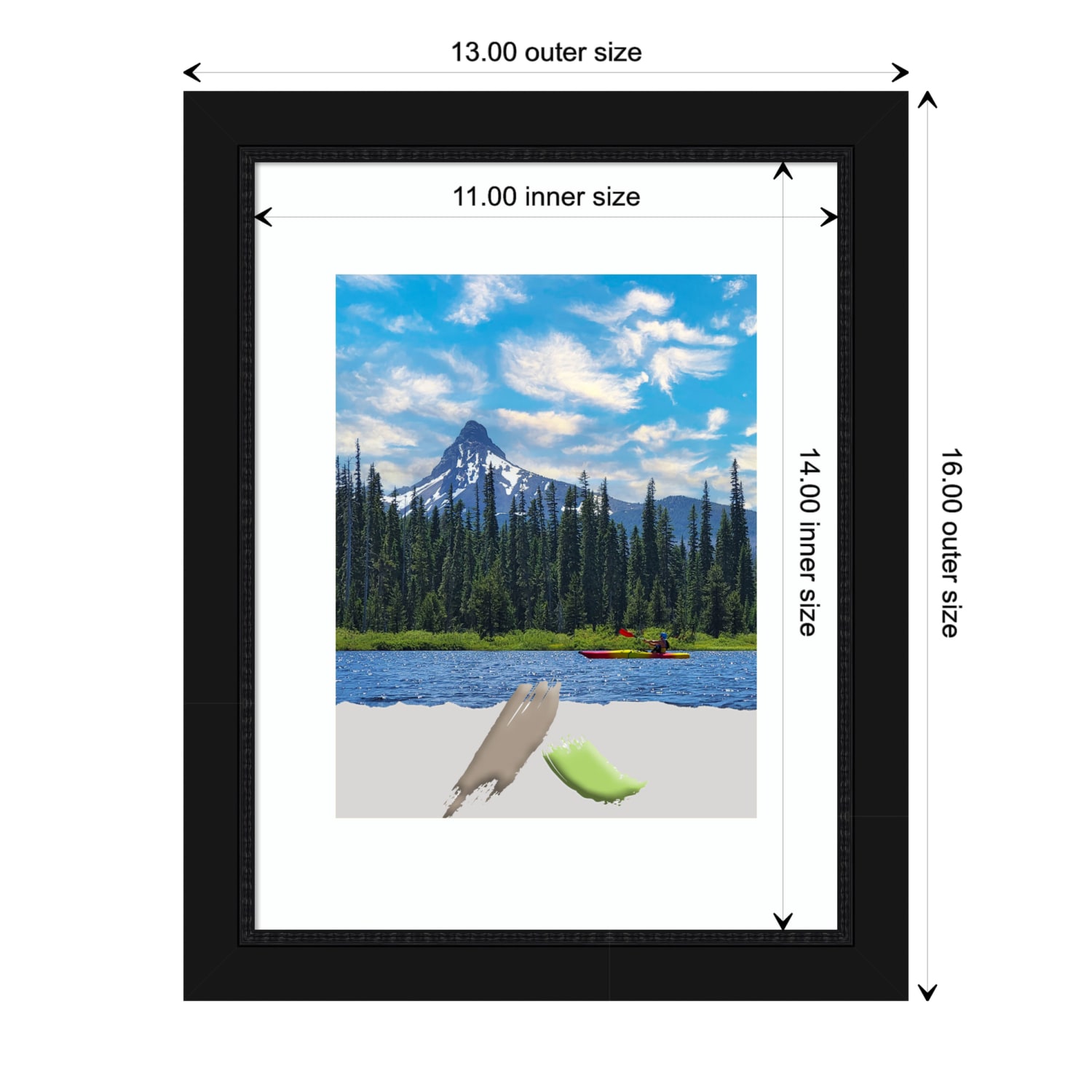 Amanti Art Narrow Picture Frame, Opening Size 11in x 14in, Matted To 8in x 10in, 13in x 16in, Avon Black - Image 5