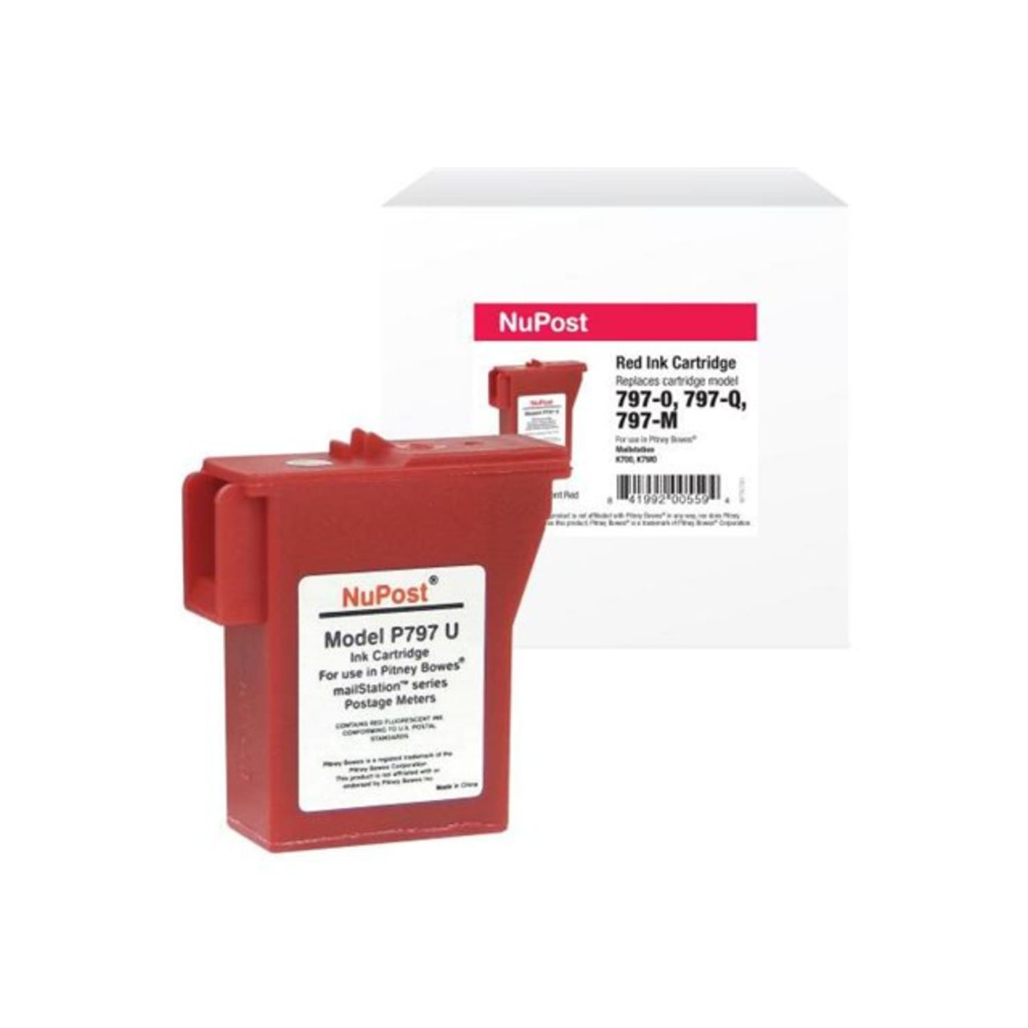 NuPost Remanufactured Postage Meter Red Ink Cartridge Replacement For Pitney Bowes 797-0, NPTK700 - Image 3