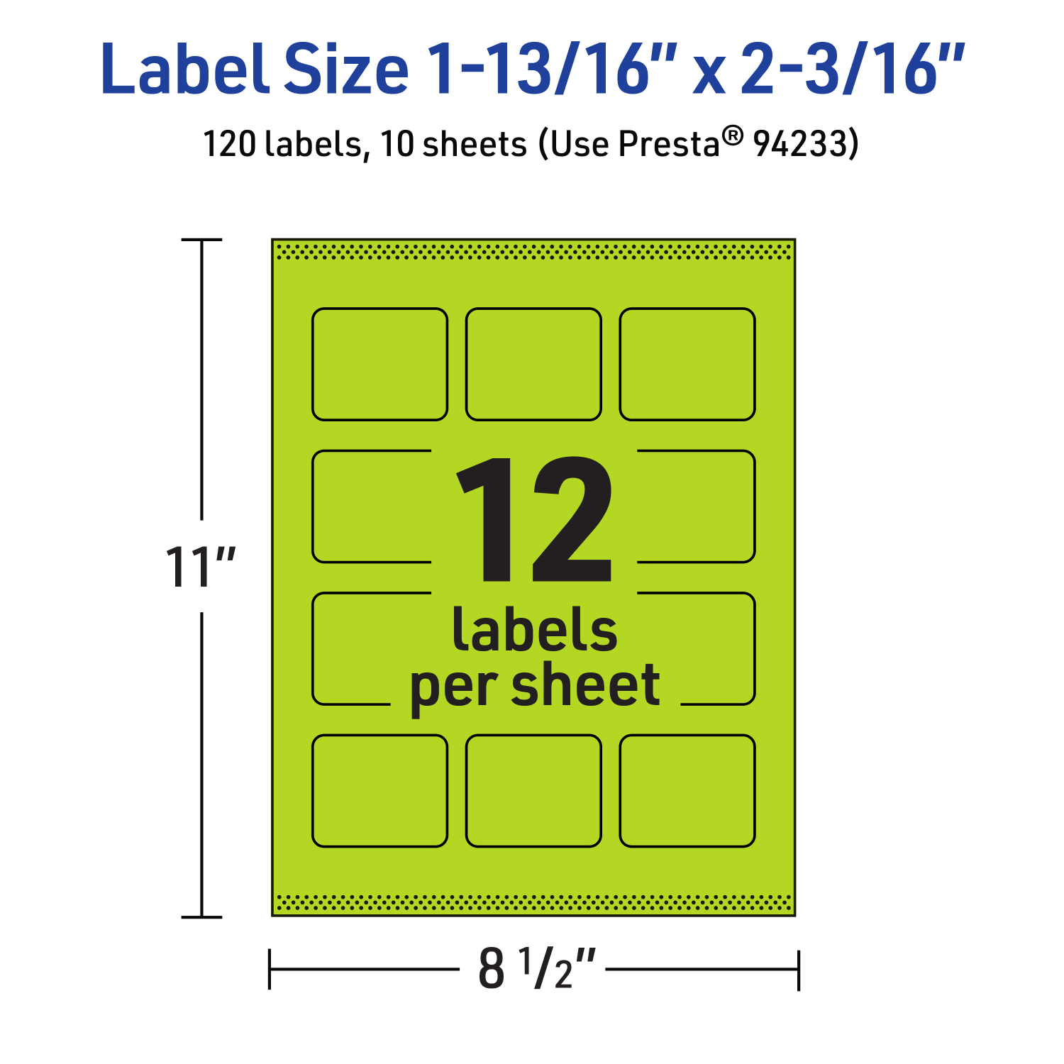 Avery Print-To-The-Edge Labels With Sure Feed Technology And Easy Peel, 94233-BGP10, Rectangle, 1-13/16in x 2-3/16in, Matte Bright Green, Pack of 120 - Image 6