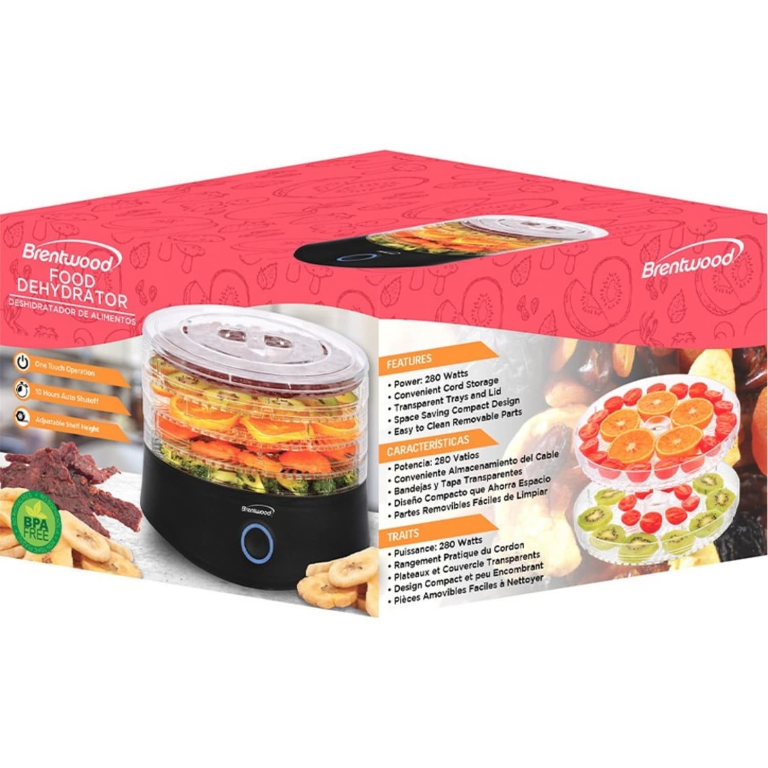Brentwood FD-1026BK 5-Tray Food Dehydrator with Auto Shut Off, Black - Image 5