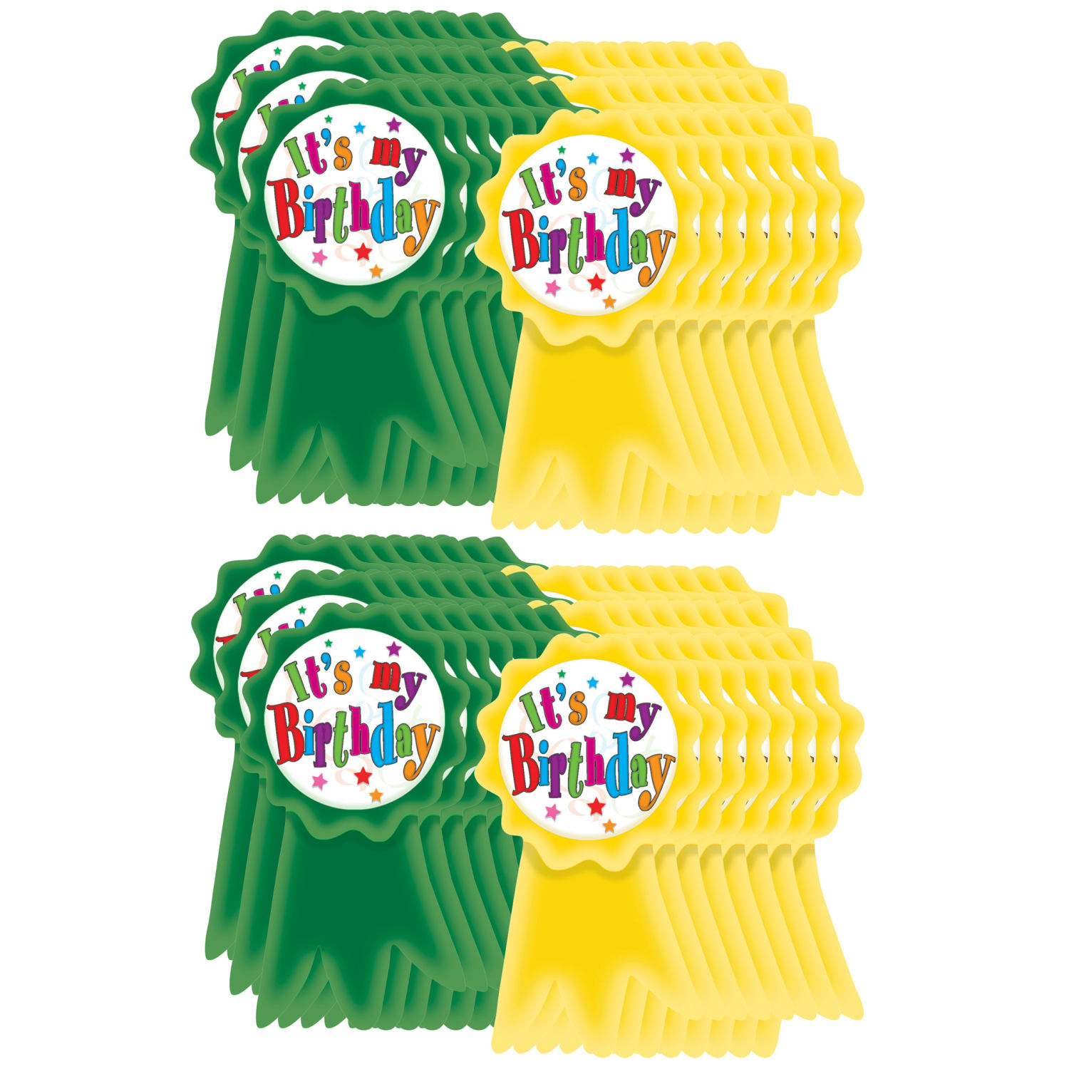 Teacher Created Resources Wear "Em Badges, Birthday Ribbons, 16 Per Pack, Set Of 6 Packs