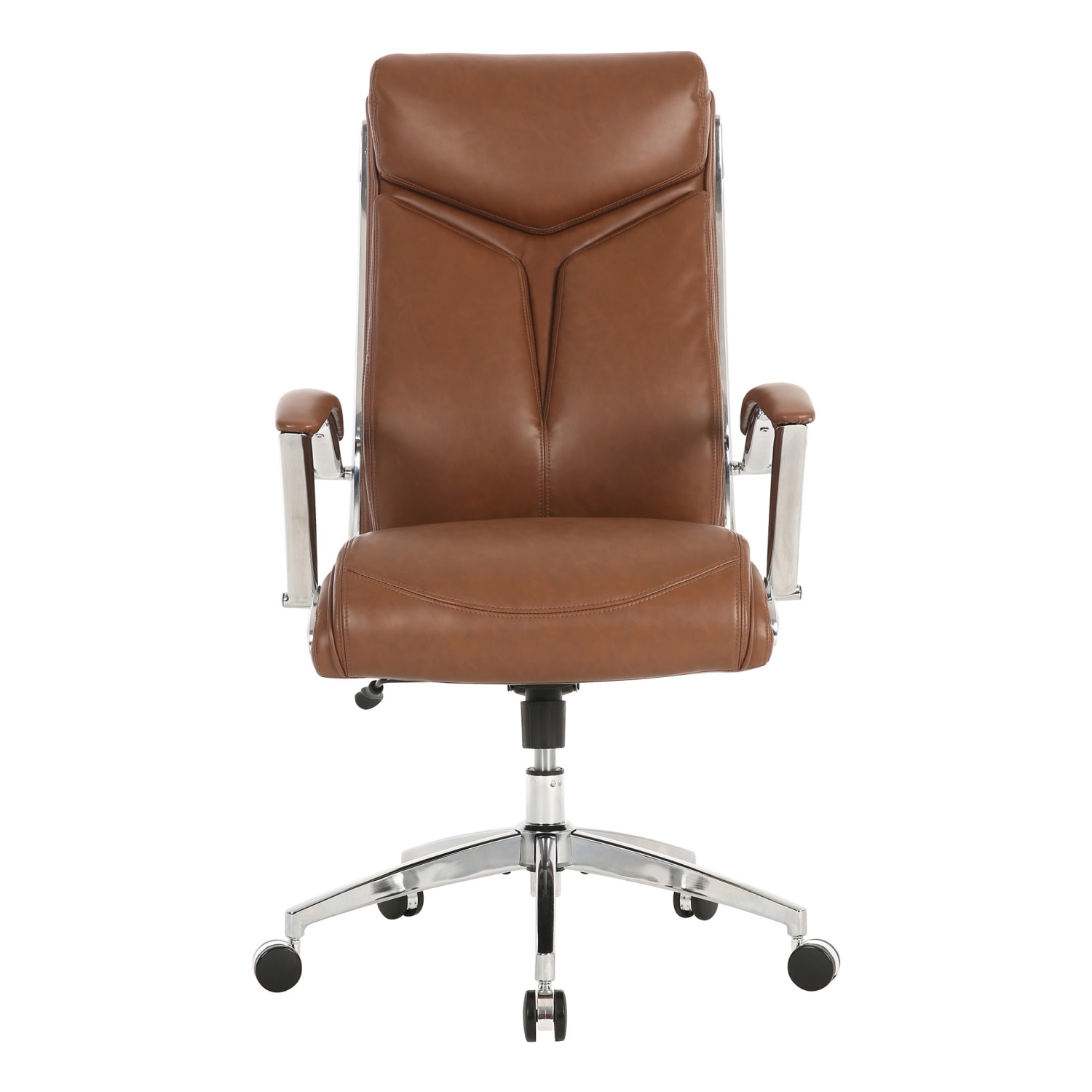 Realspace Modern Comfort Verismo Bonded Leather HighBack Executive Office Chair BrownChrome BIFMA Compliant PopularChairscom Realspace Modern Comfort Verismo Bonded Leather High Back Executive Office Chair BrownChrome BIFMA Compliant PopularChairscom