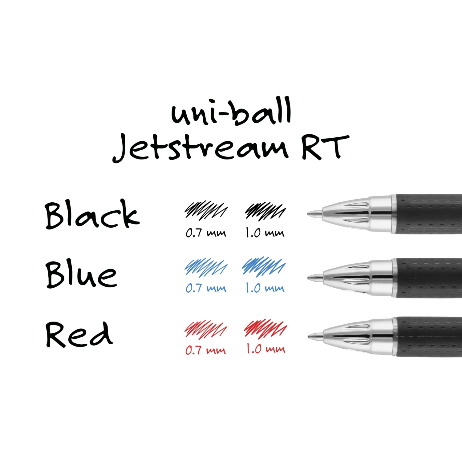 uniball Jetstream RT Retractable Ballpoint Pens, Medium Point, 1.0 mm, Black Barrel, Black Ink, Pack Of 3 - Image 5