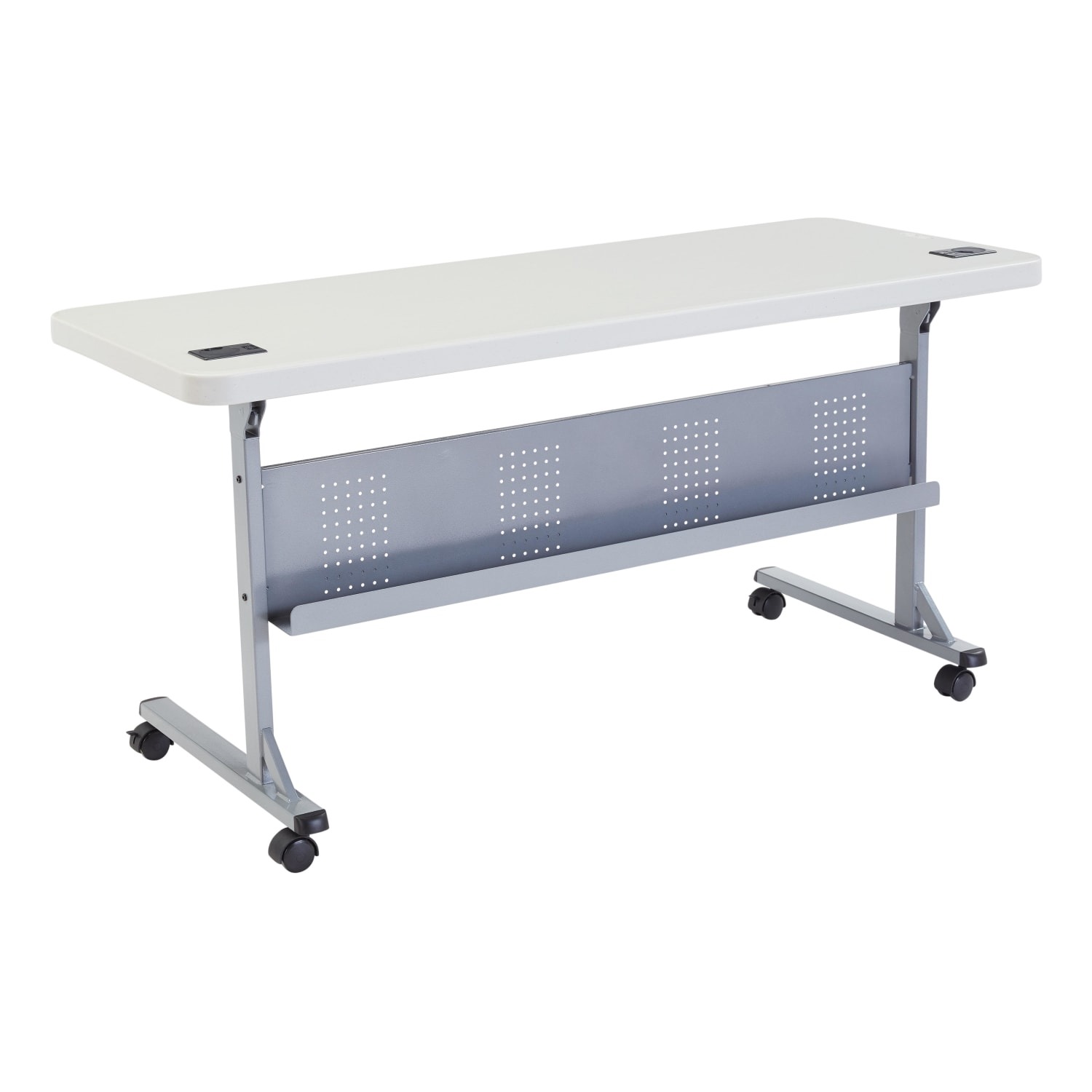 National Public Seating Flip-N-Store Table, 29-1/2inH x 24inW x 60inD, Speckled Gray - Image 3