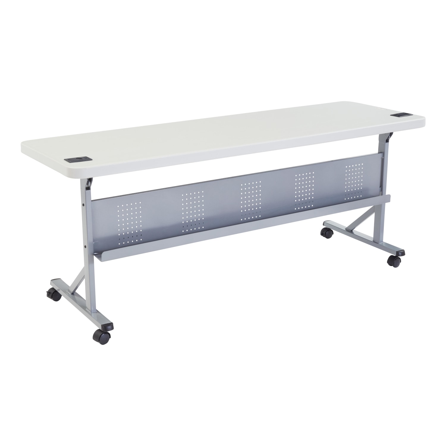 National Public Seating Flip-N-Store Table, 29-1/2inH x 24inW x 72inD, Speckled Gray - Image 3