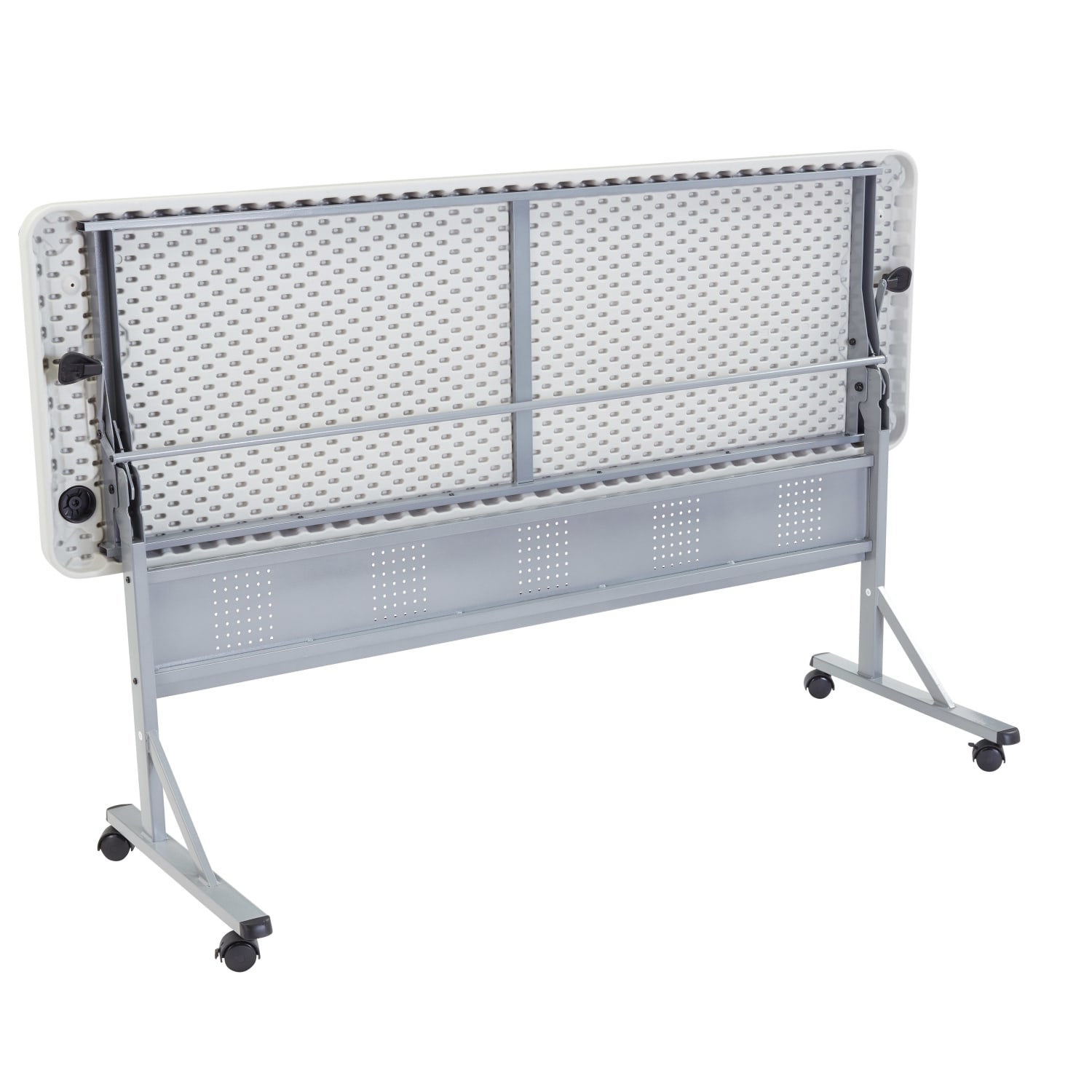 National Public Seating Flip-N-Store Table, 29-1/2inH x 24inW x 72inD, Speckled Gray - Image 4