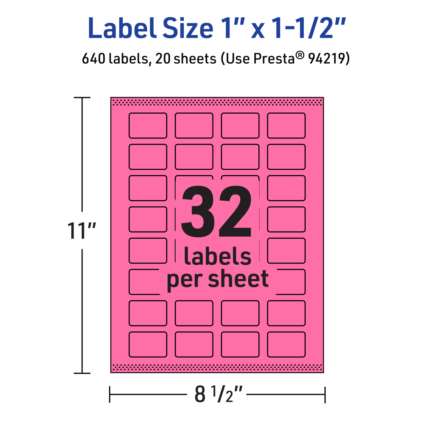 Avery Print-To-The-Edge Labels With Sure Feed Technology And Easy Peel, 94219-BPP20, Rectangle, 1in x 1-1/2in, Matte Bright Pink, Pack of 640 - Image 6