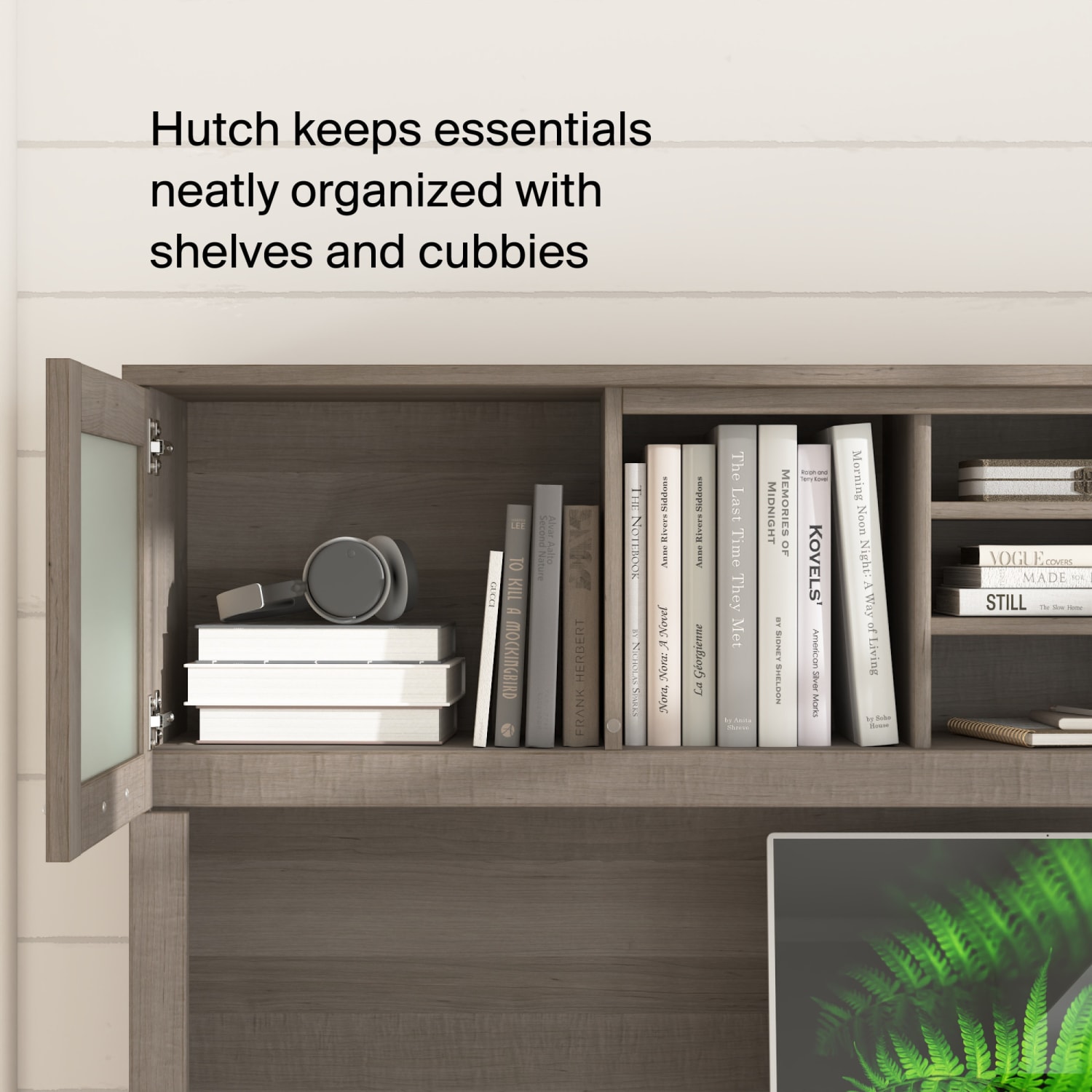 Bush Furniture Somerset 3 Position Sit to Stand L Shaped Desk With Hutch, 72inW, Ash Gray, Standard Delivery - Image 5