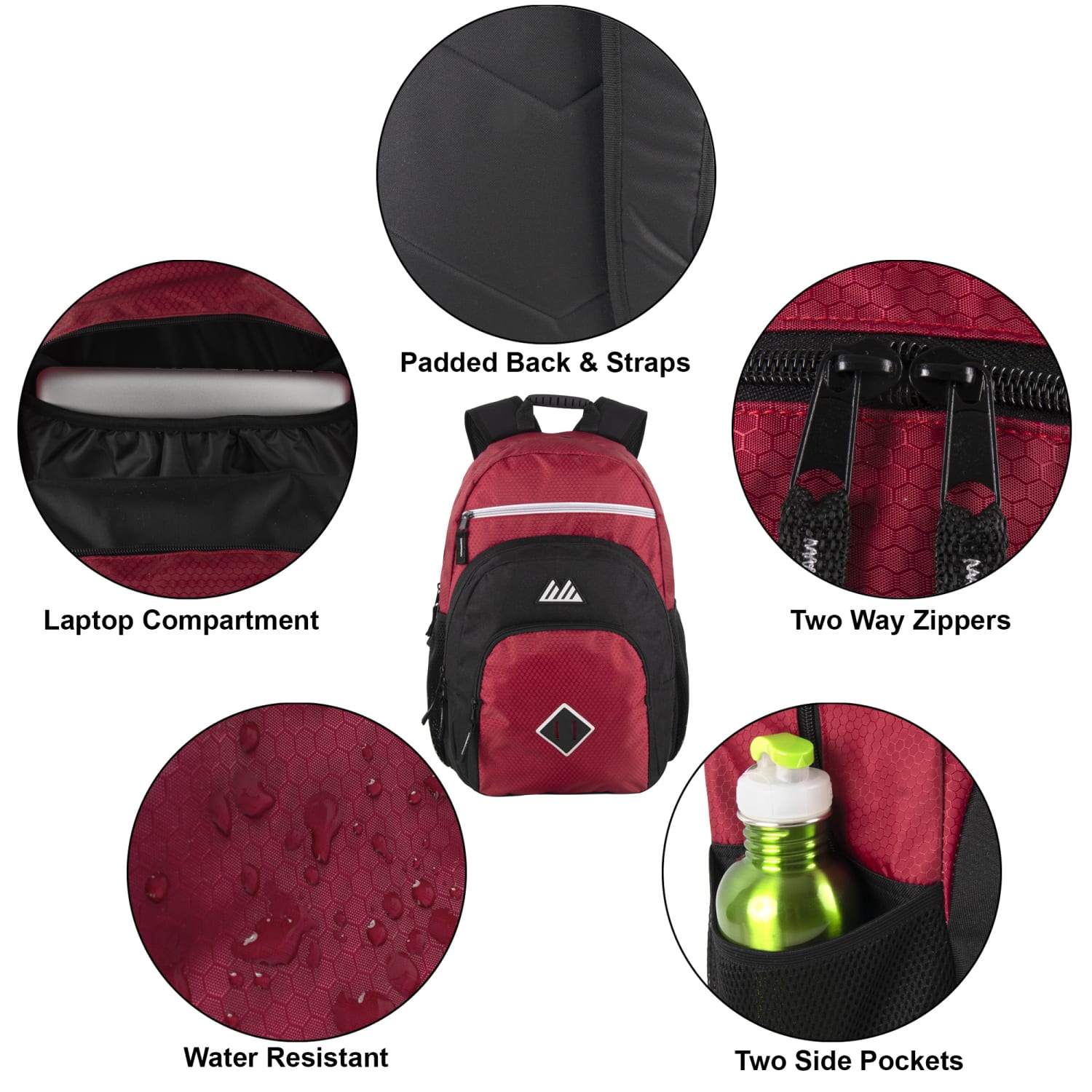 Summit Ridge Double Dome Backpacks With 17in Laptop Sleeves, Blue/Red/Gray, Total Qty 24 - Image 3