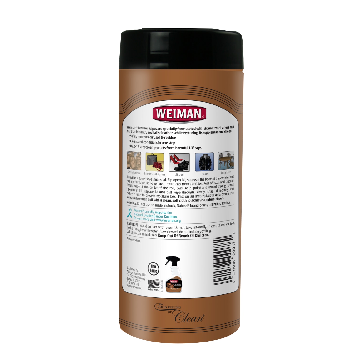 Weiman Leather Wipes, 7in x 8in, Canister Of 30 - Image 3