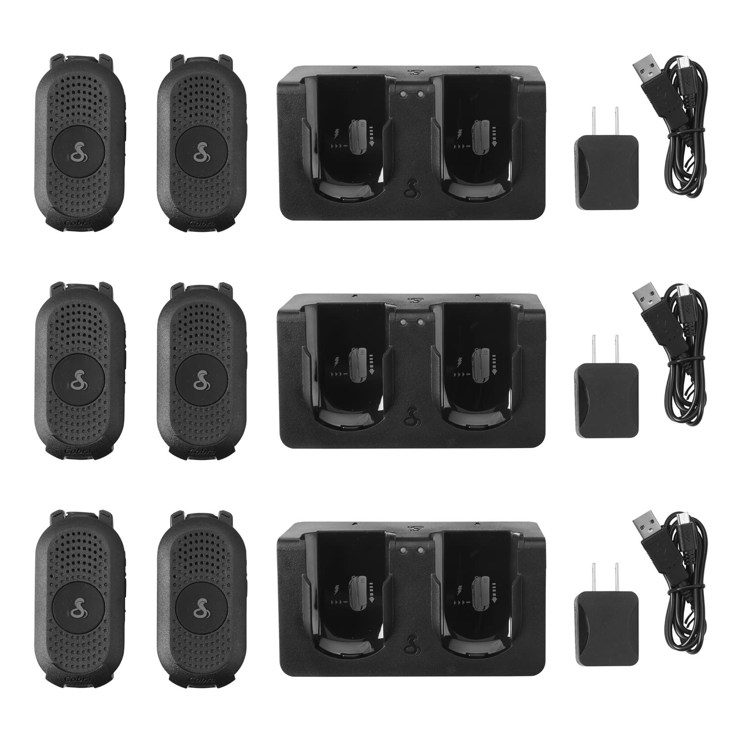 Cobra PX280 Compact 2-Way Handheld Business Radio with Dual-Dock Charger, Black, 6-Pack - Image 3