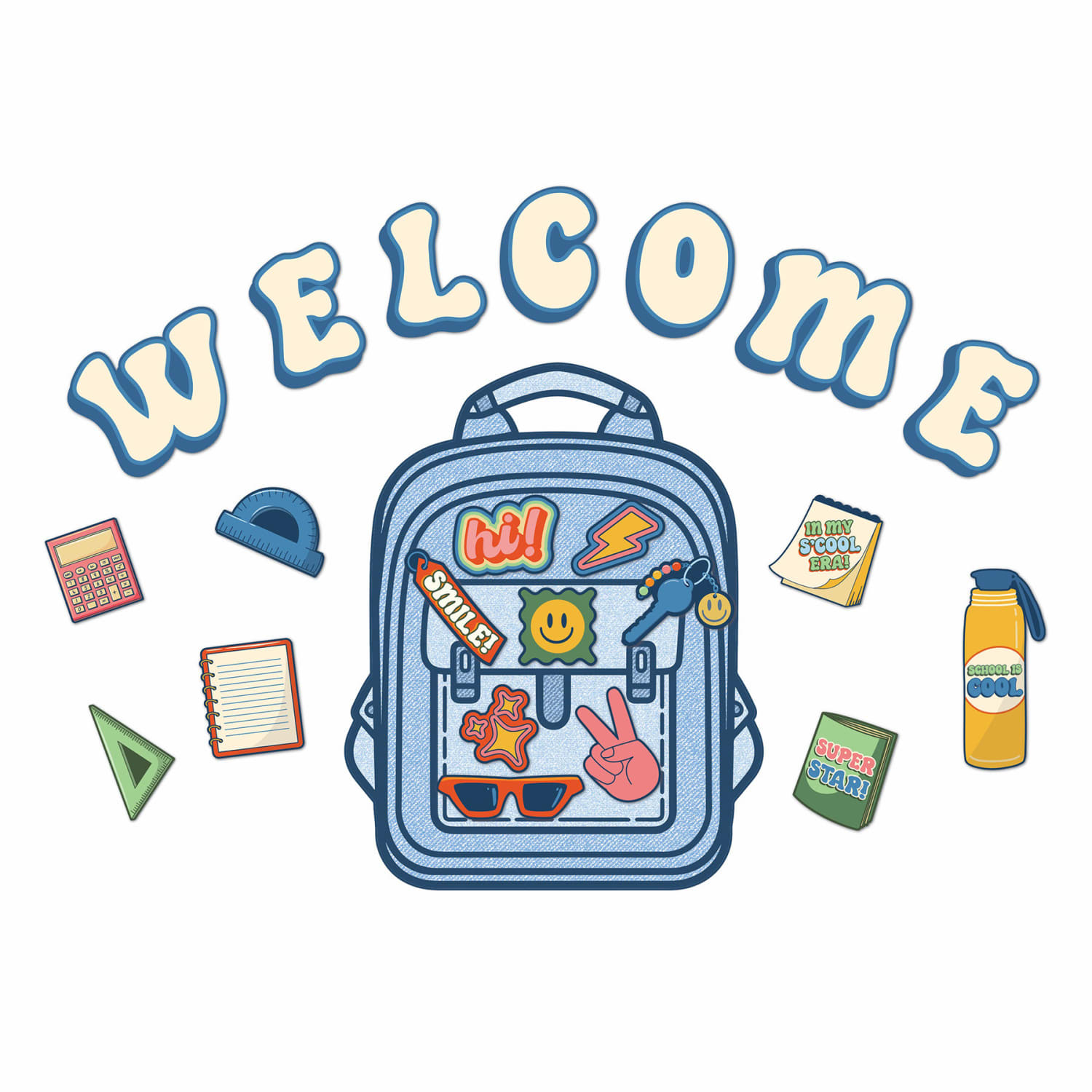 Eureka sCool Era Welcome Bulletin Board Set, 24 Pieces