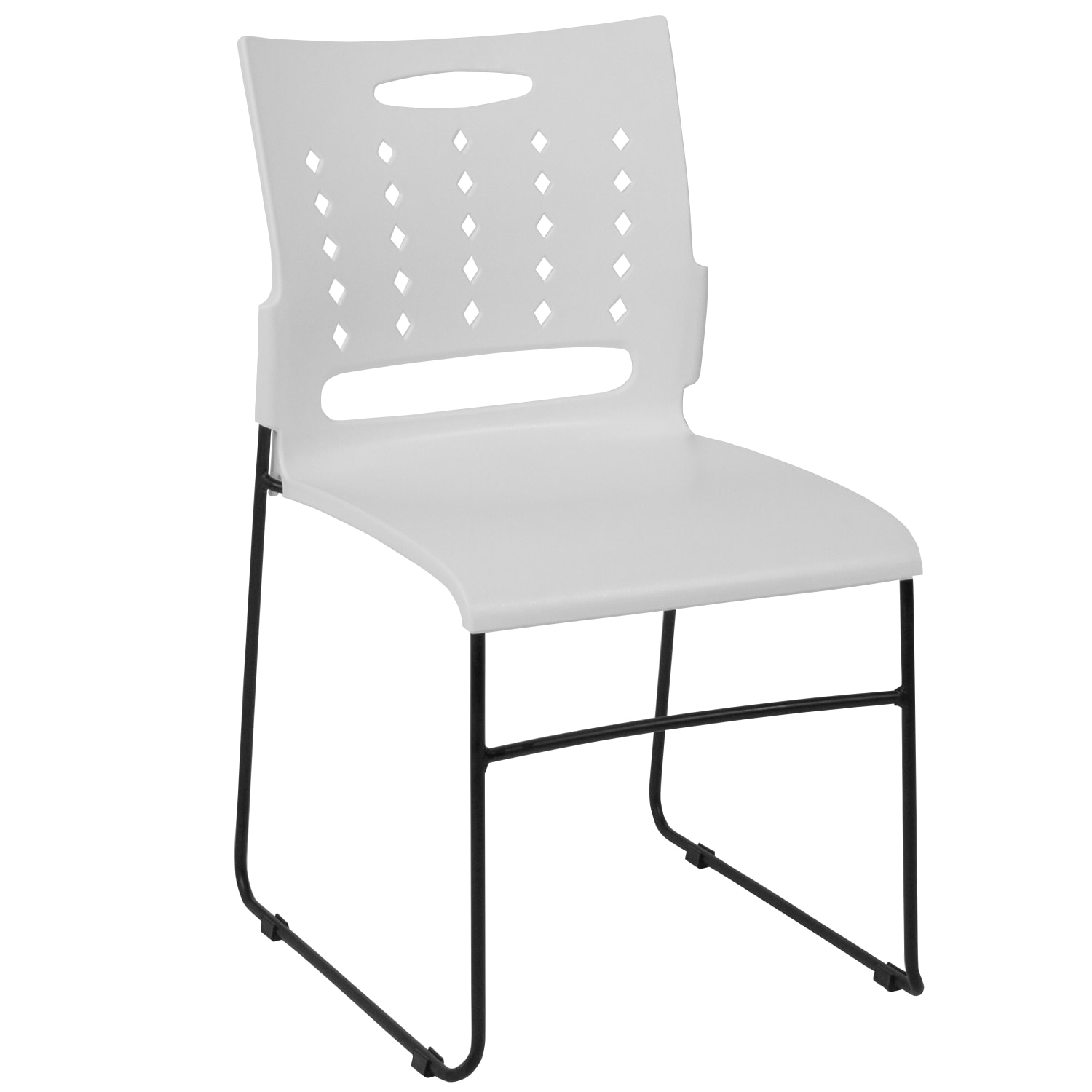 Flash Furniture Sled-Base Stacking Chair With Handle And Air-Vent Back, White/Black - Image 3