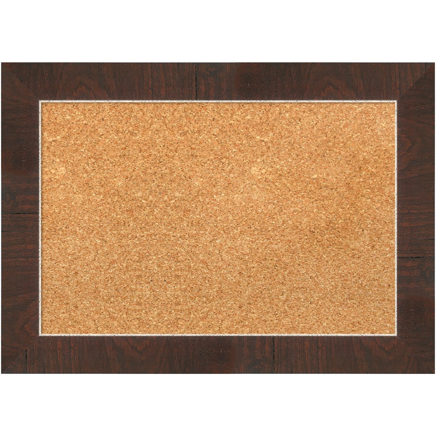 Amanti Art Non-Magnetic Cork Bulletin Board, 21in x 15in, Natural, Wildwood Brown Narrow Wood Frame