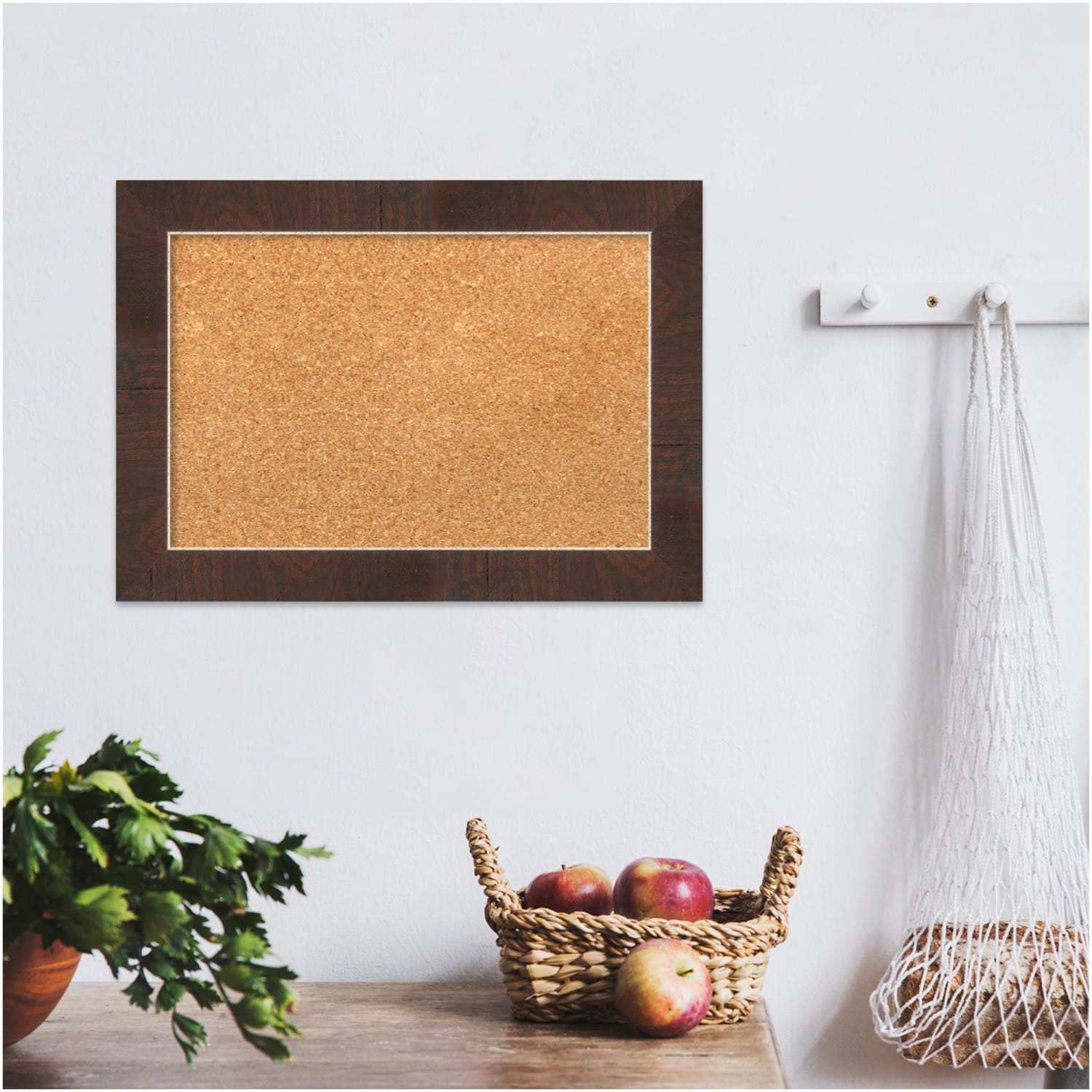 Amanti Art Non-Magnetic Cork Bulletin Board, 21in x 15in, Natural, Wildwood Brown Narrow Wood Frame - Image 3
