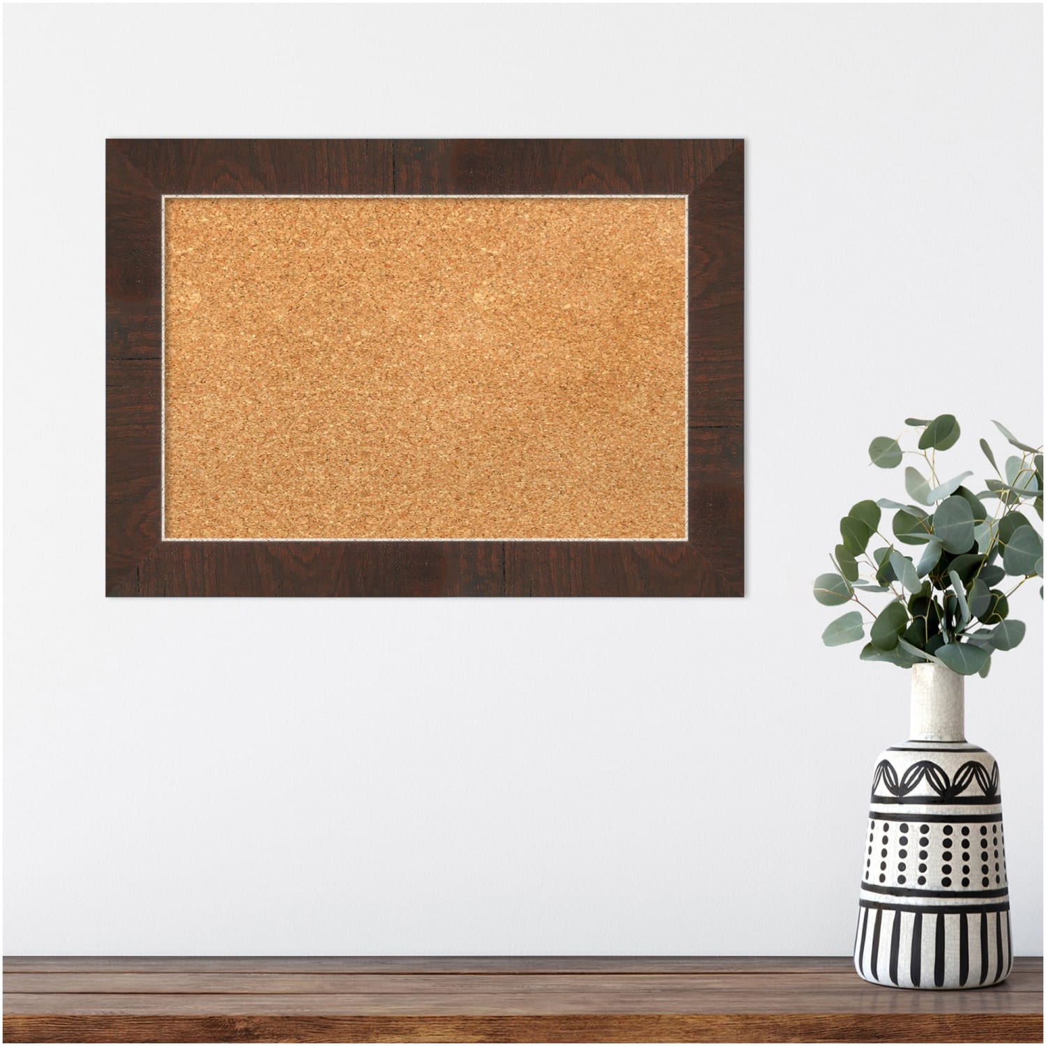 Amanti Art Non-Magnetic Cork Bulletin Board, 21in x 15in, Natural, Wildwood Brown Narrow Wood Frame - Image 4